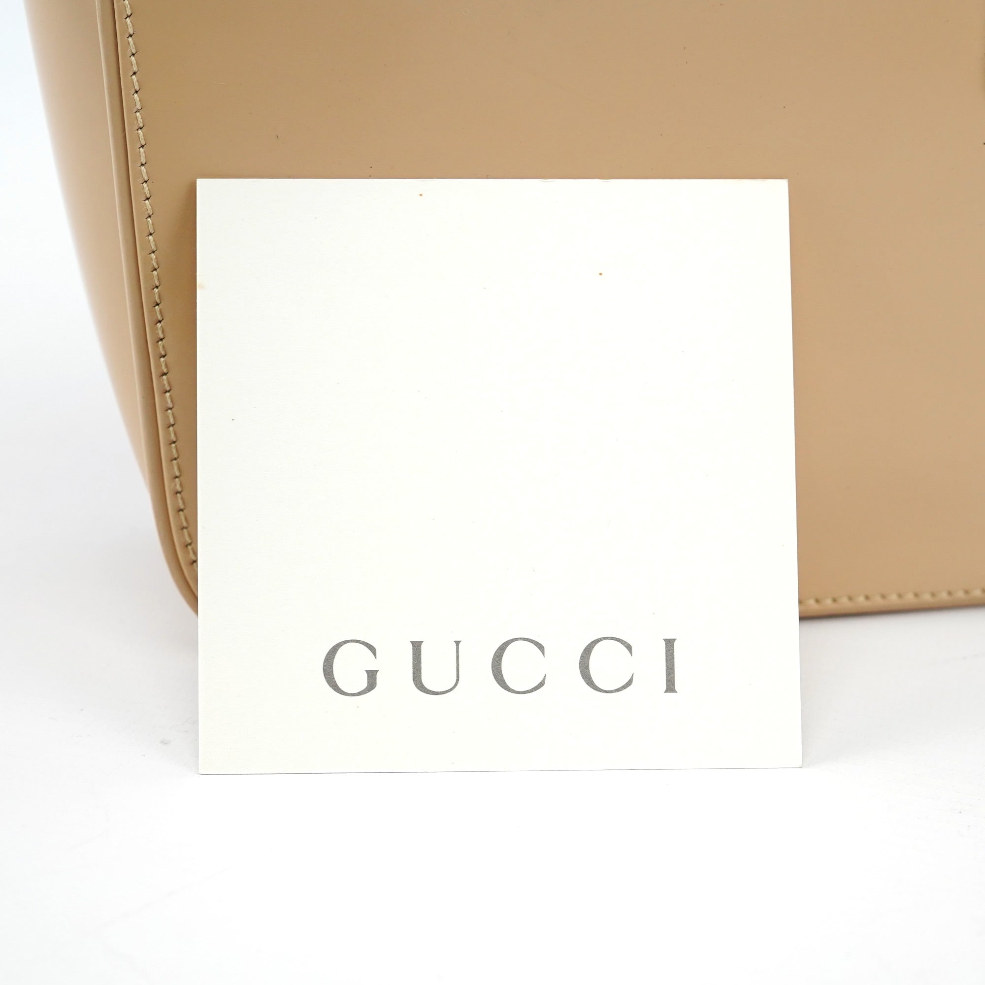 Beige Patent Leather Jackie Tote