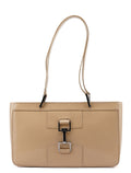 Beige Patent Leather Jackie Tote Bag