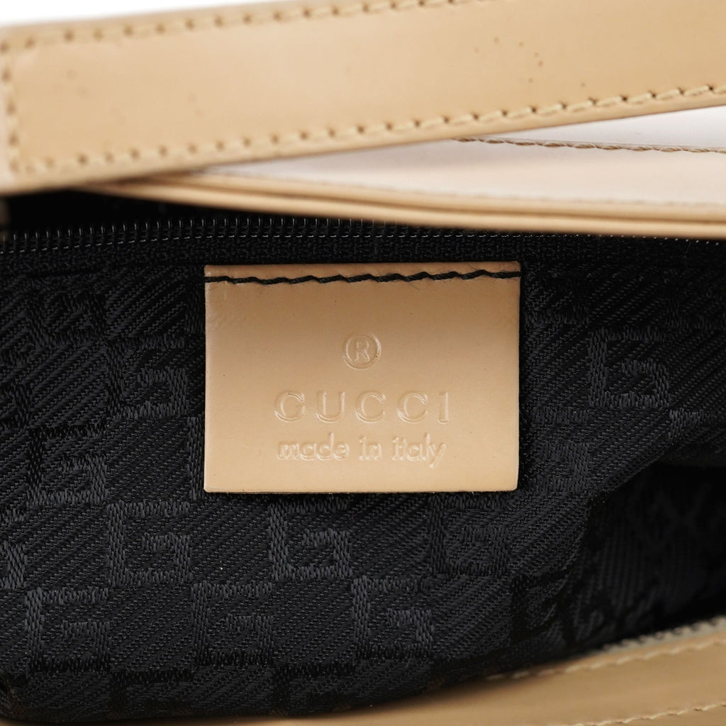 Beige Patent Leather Jackie Tote Bag