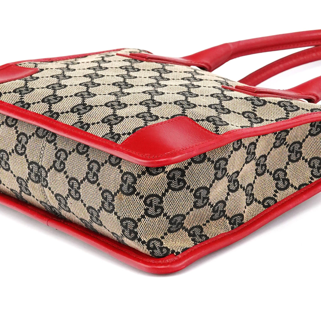 Beige Red GG Leather Tote Bag