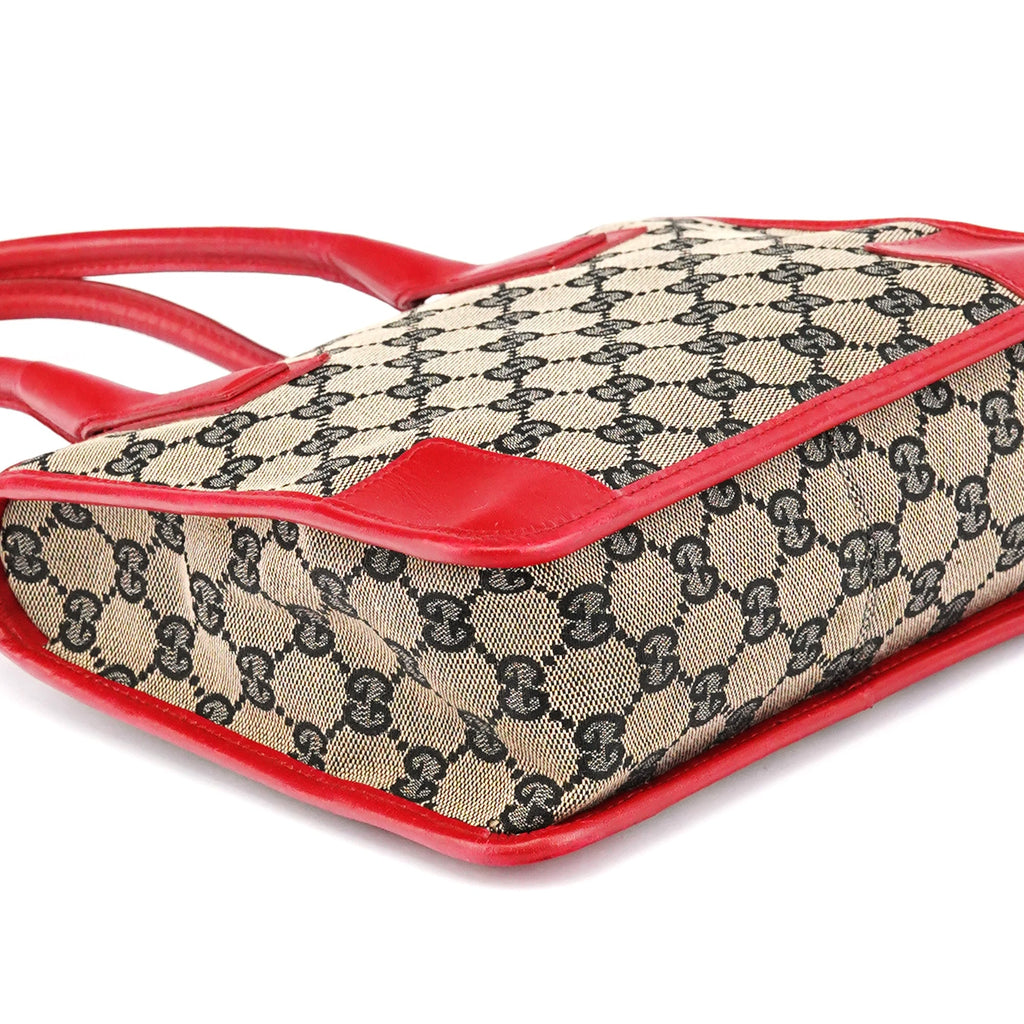 Beige Red GG Leather Tote Bag