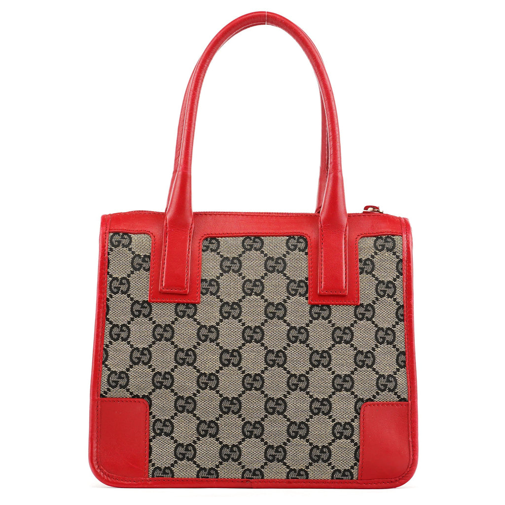 Beige Red GG Leather Tote Bag