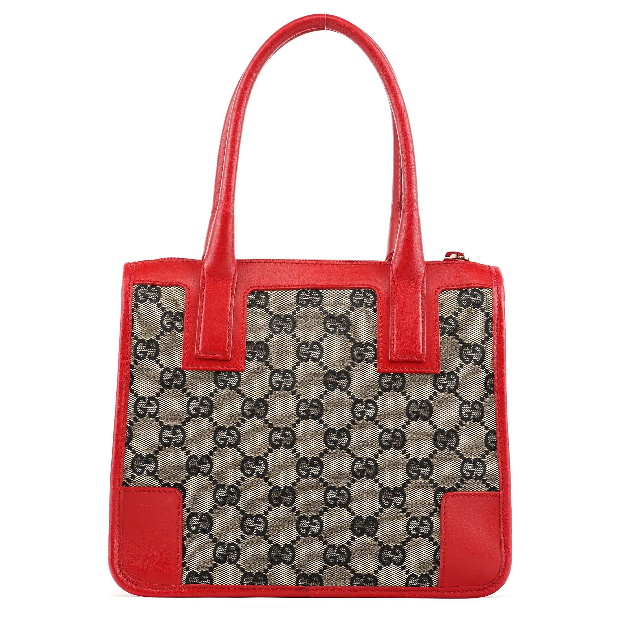 Beige Red GG Leather Tote Bag