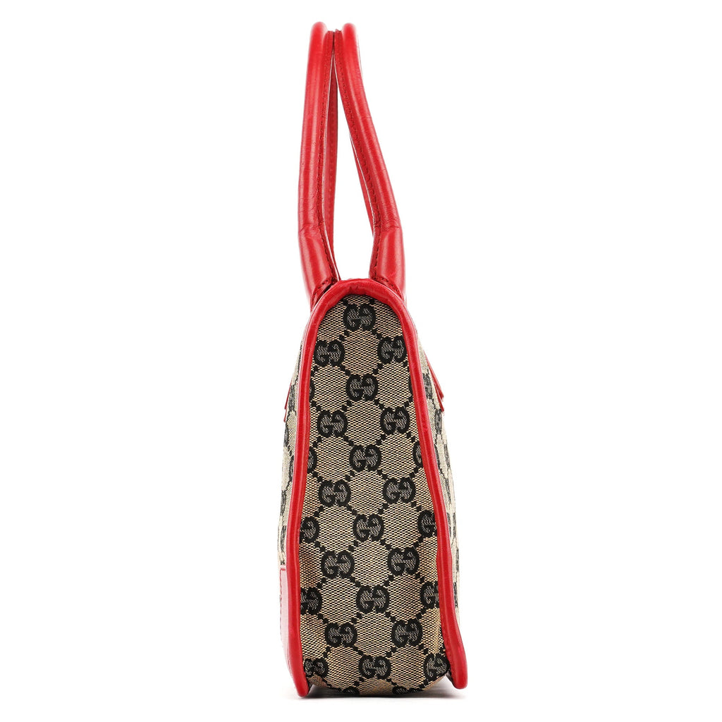 Beige Red GG Leather Tote Bag