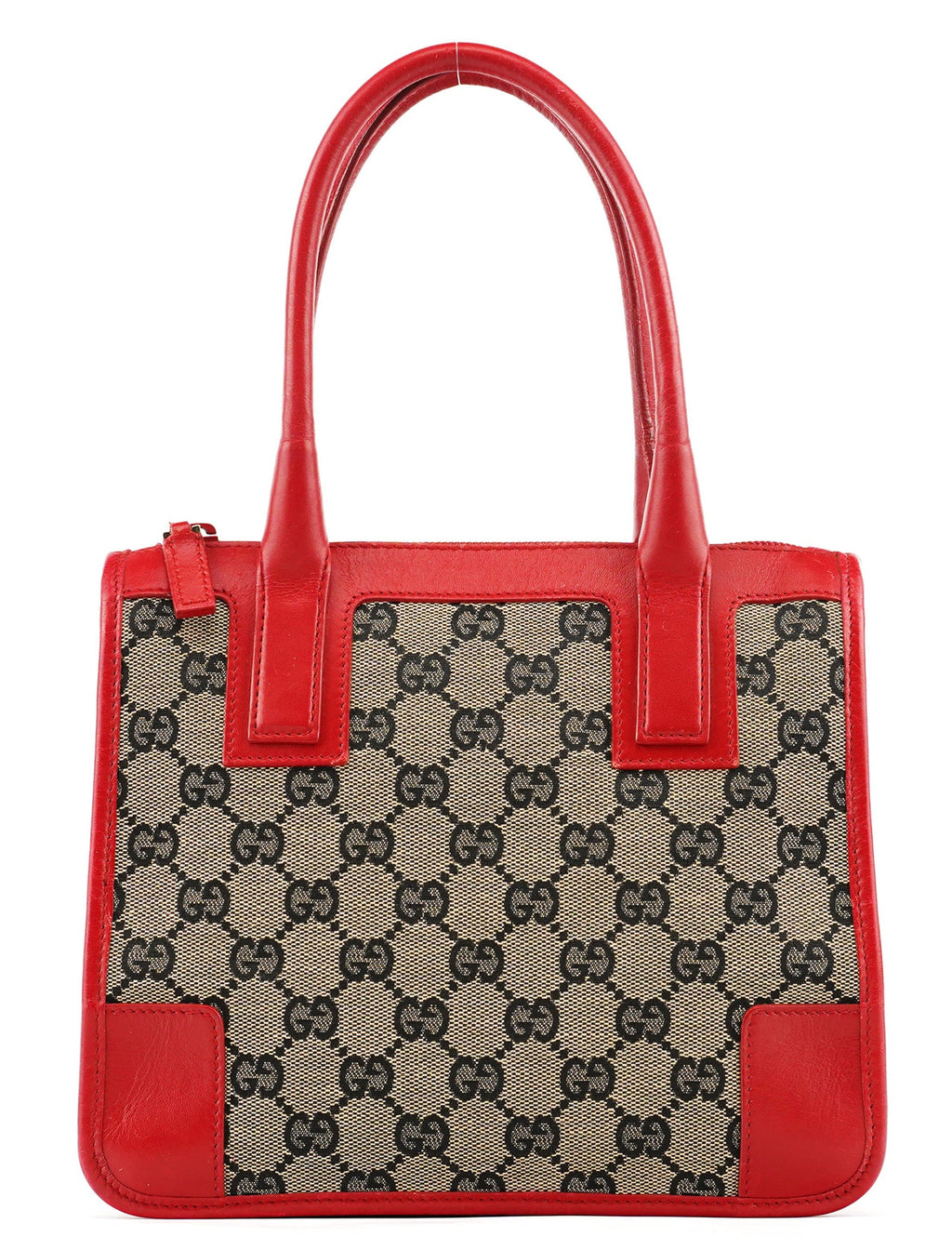 Beige Red GG Leather Tote Bag