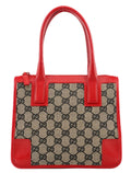 Beige Red GG Leather Tote Bag