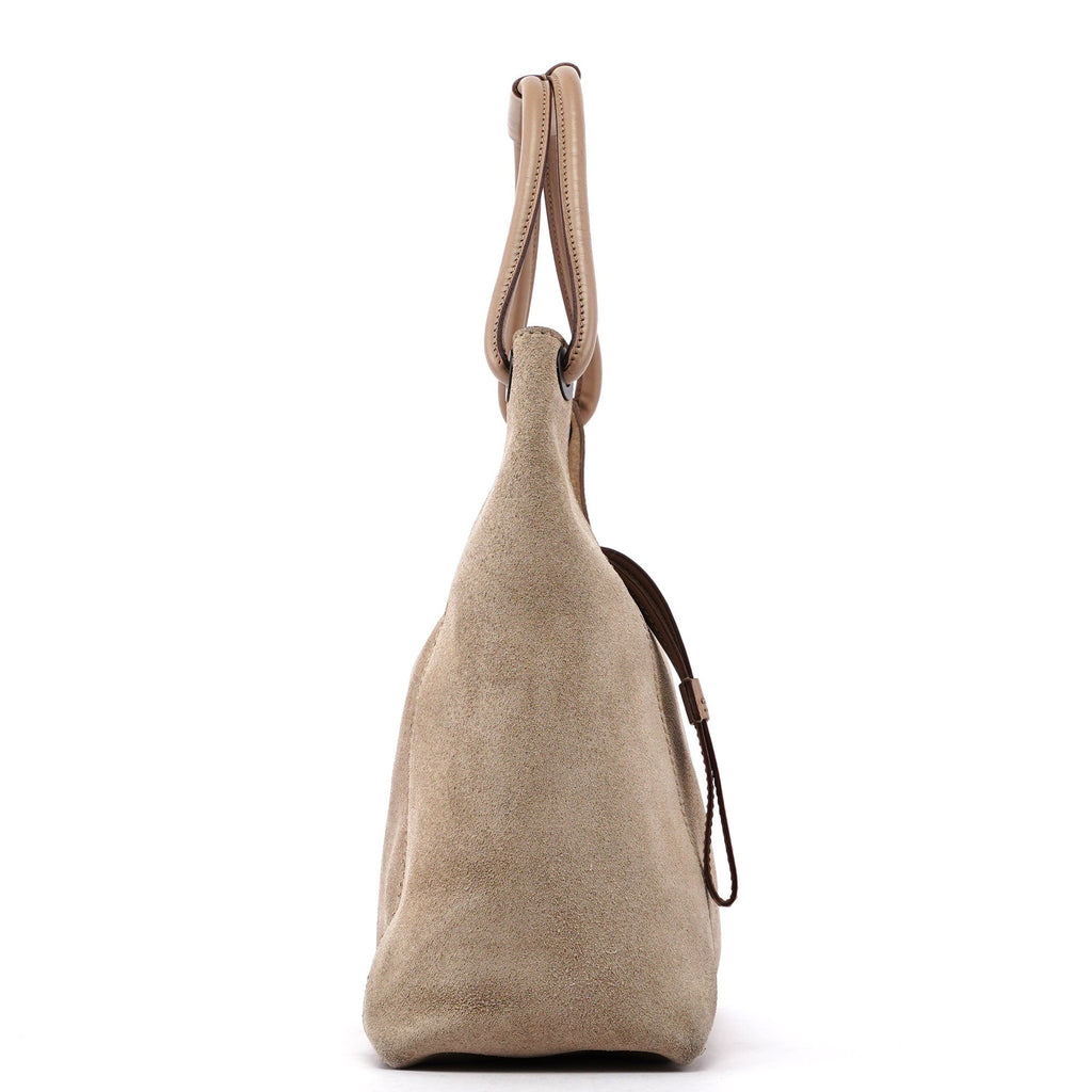 Beige Suede Shoulder Bag