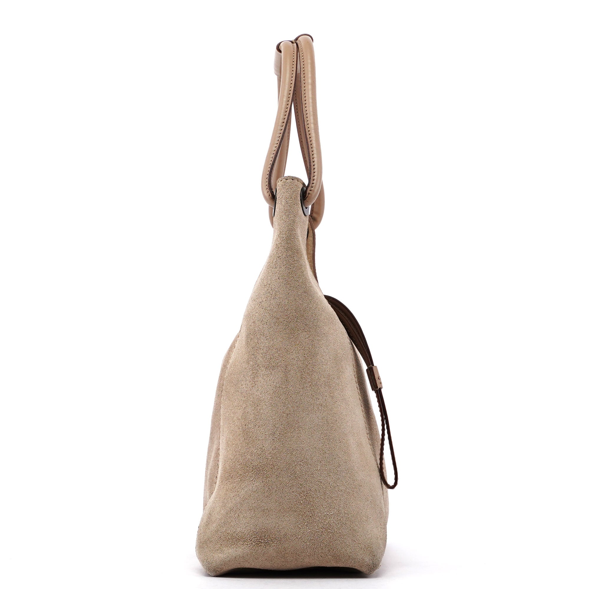 Beige Suede Shoulder Bag