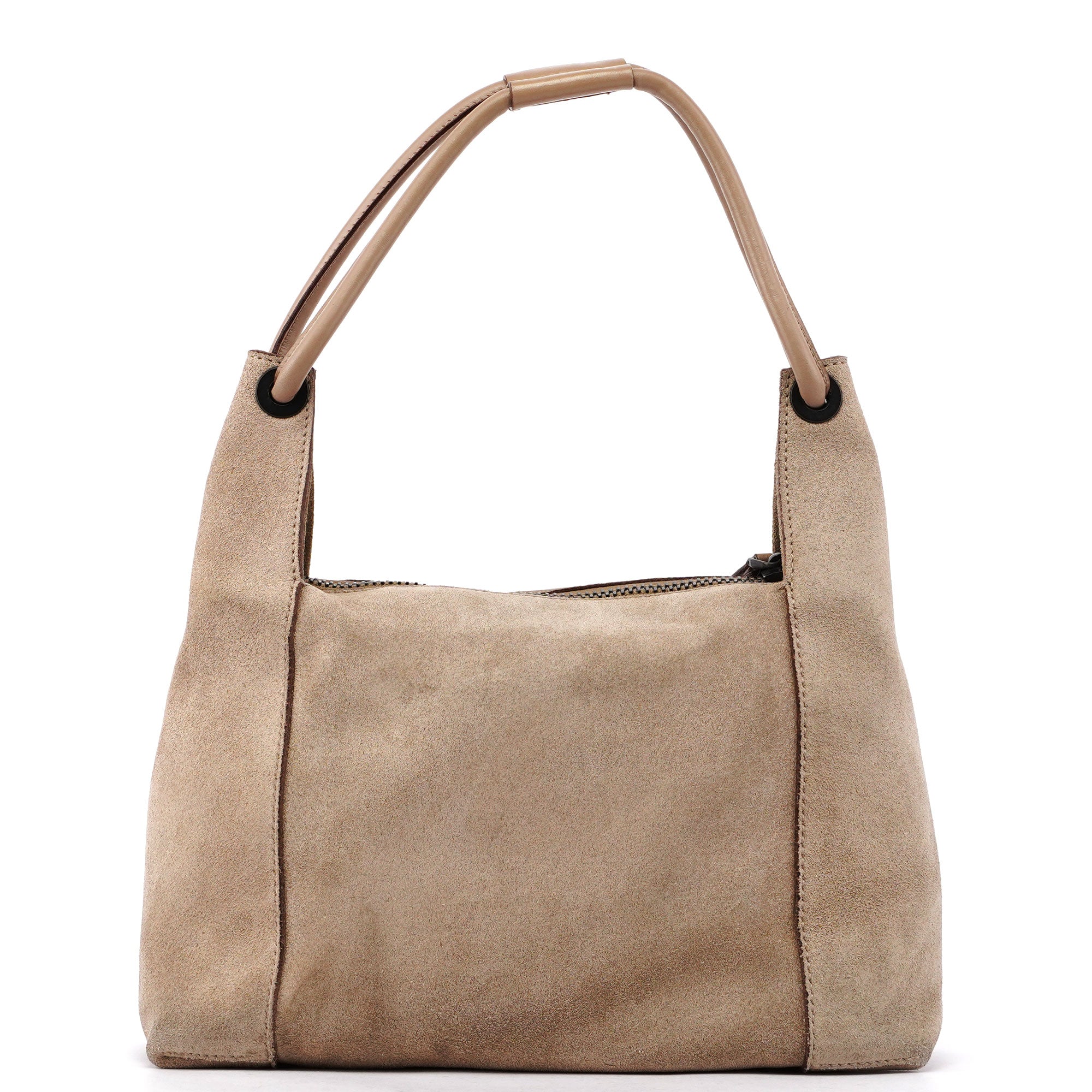 Beige Suede Shoulder Bag
