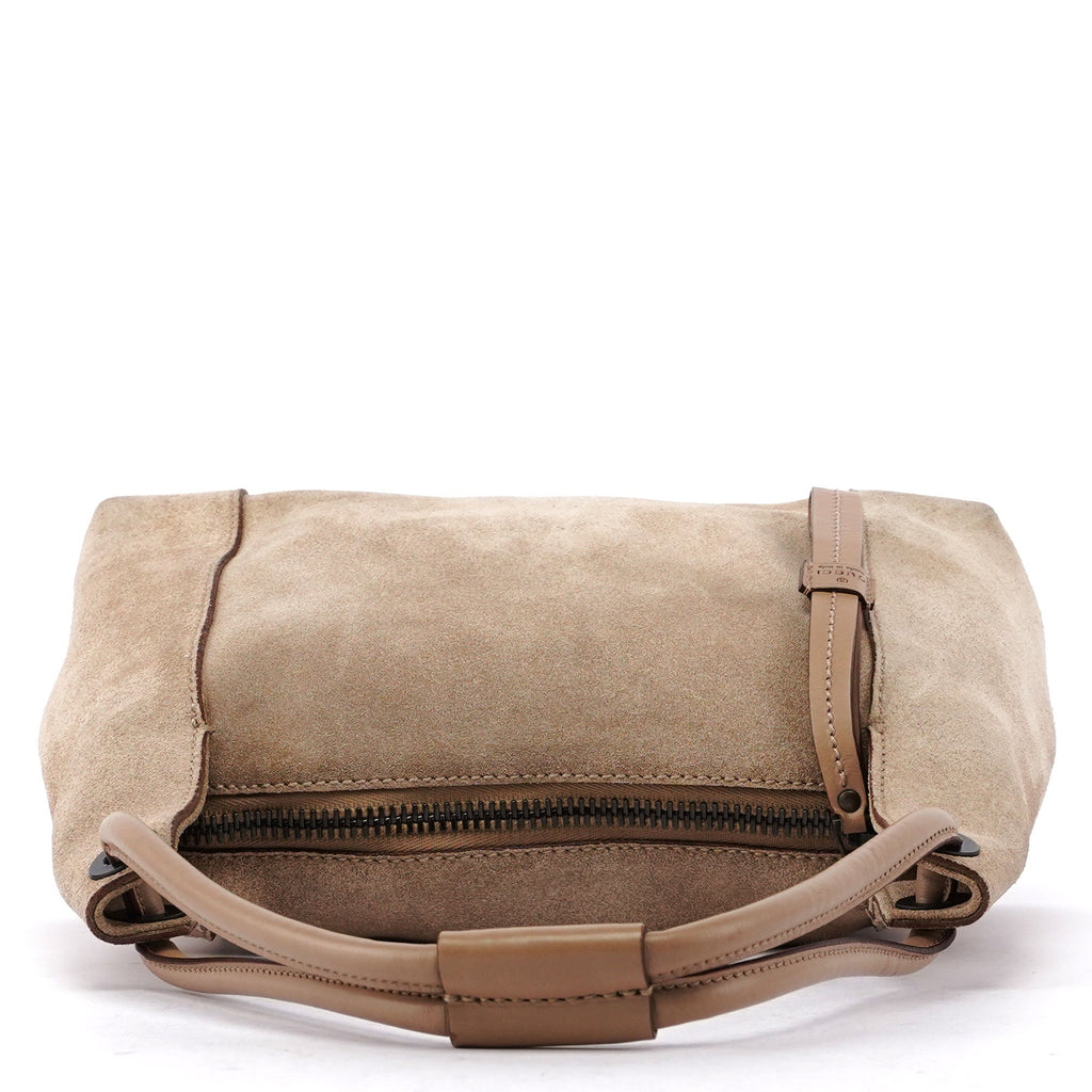 Beige Suede Shoulder Bag