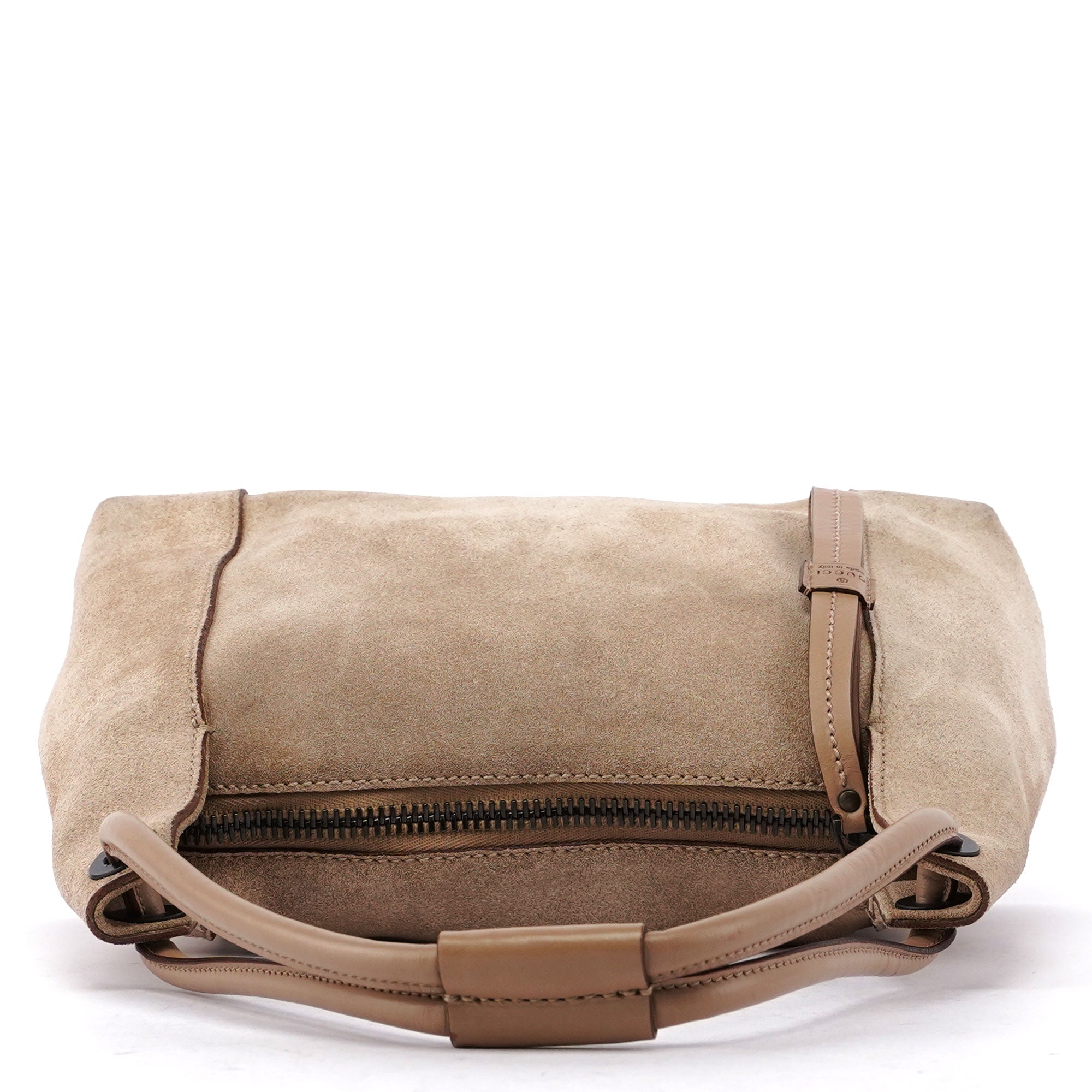 Beige Suede Shoulder Bag