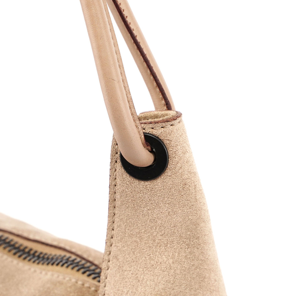 Beige Suede Shoulder Bag
