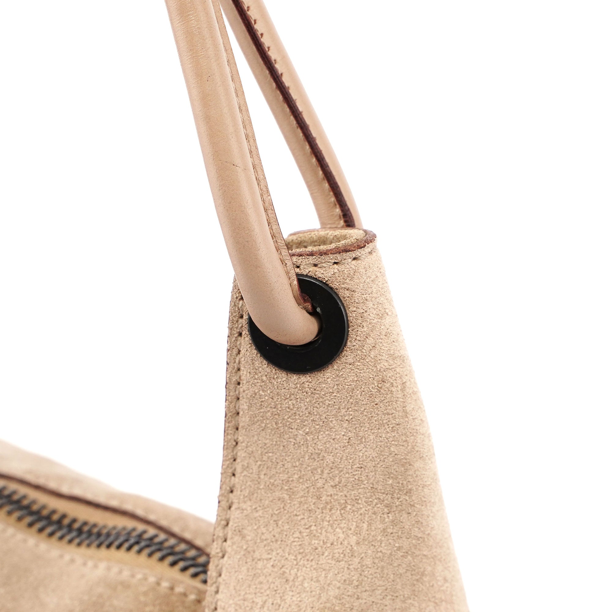 Beige Suede Shoulder Bag