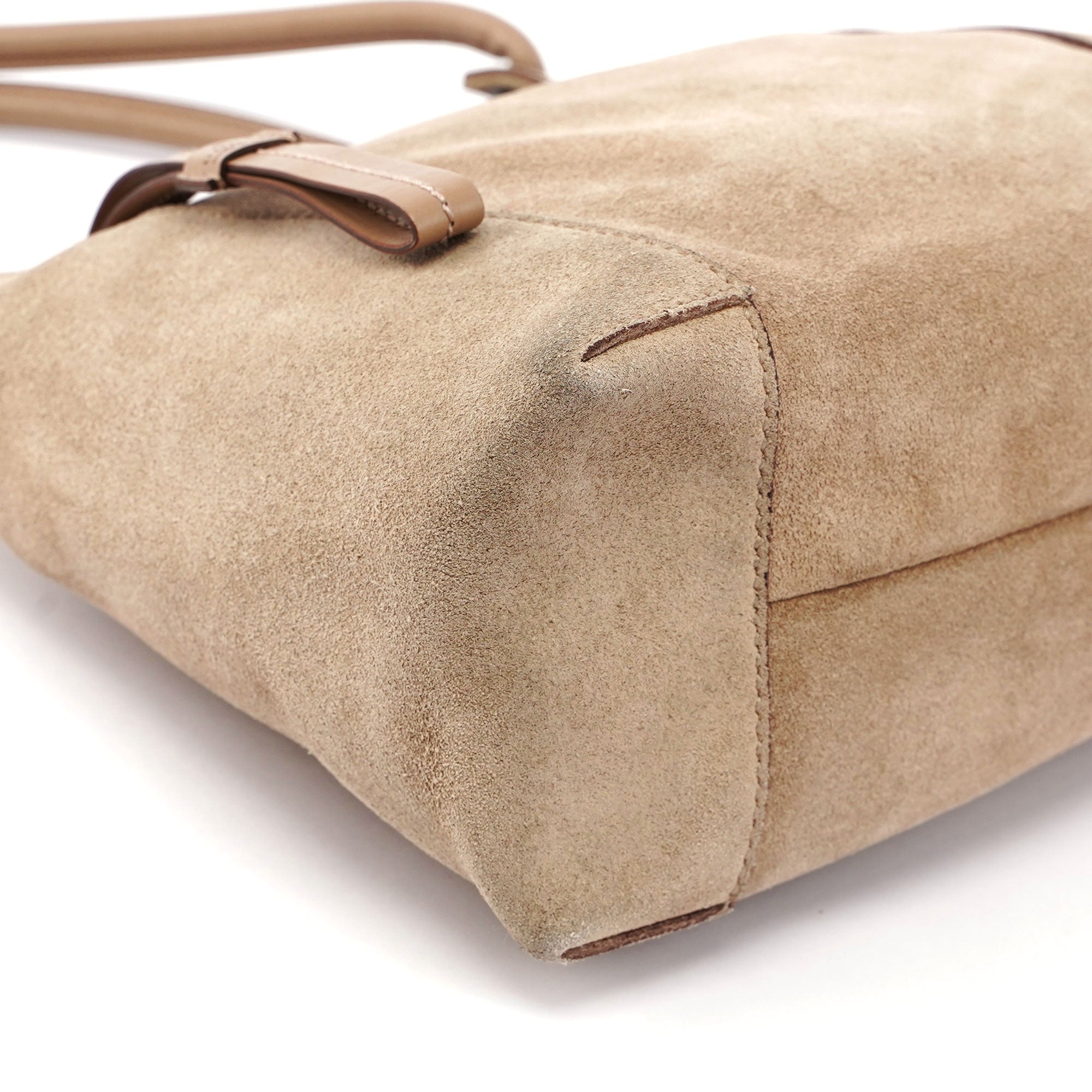 Beige Suede Shoulder Bag