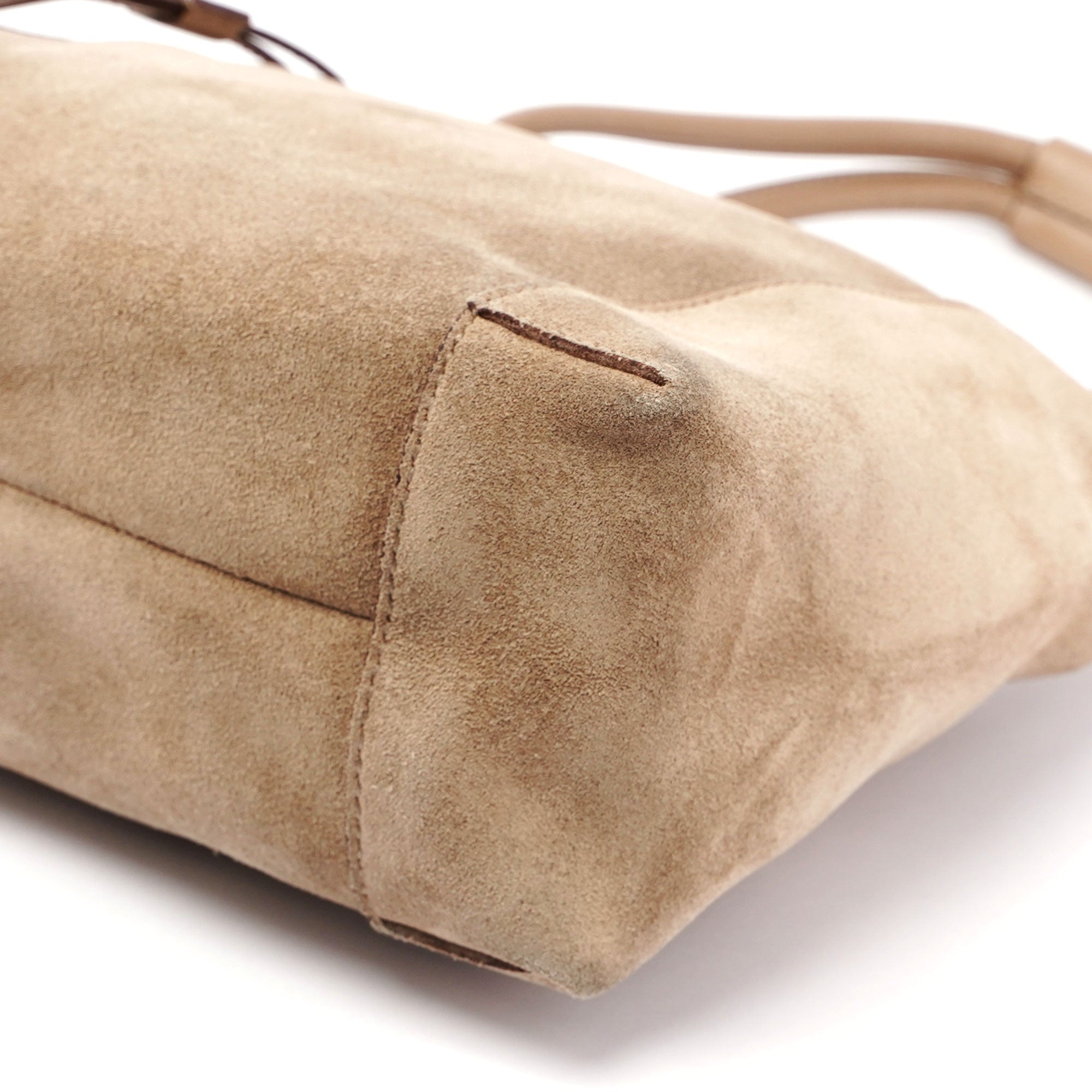 Beige Suede Shoulder Bag
