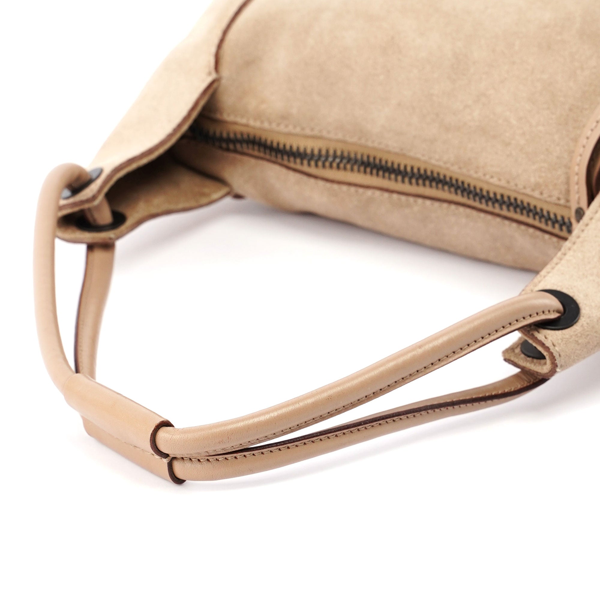 Beige Suede Shoulder Bag