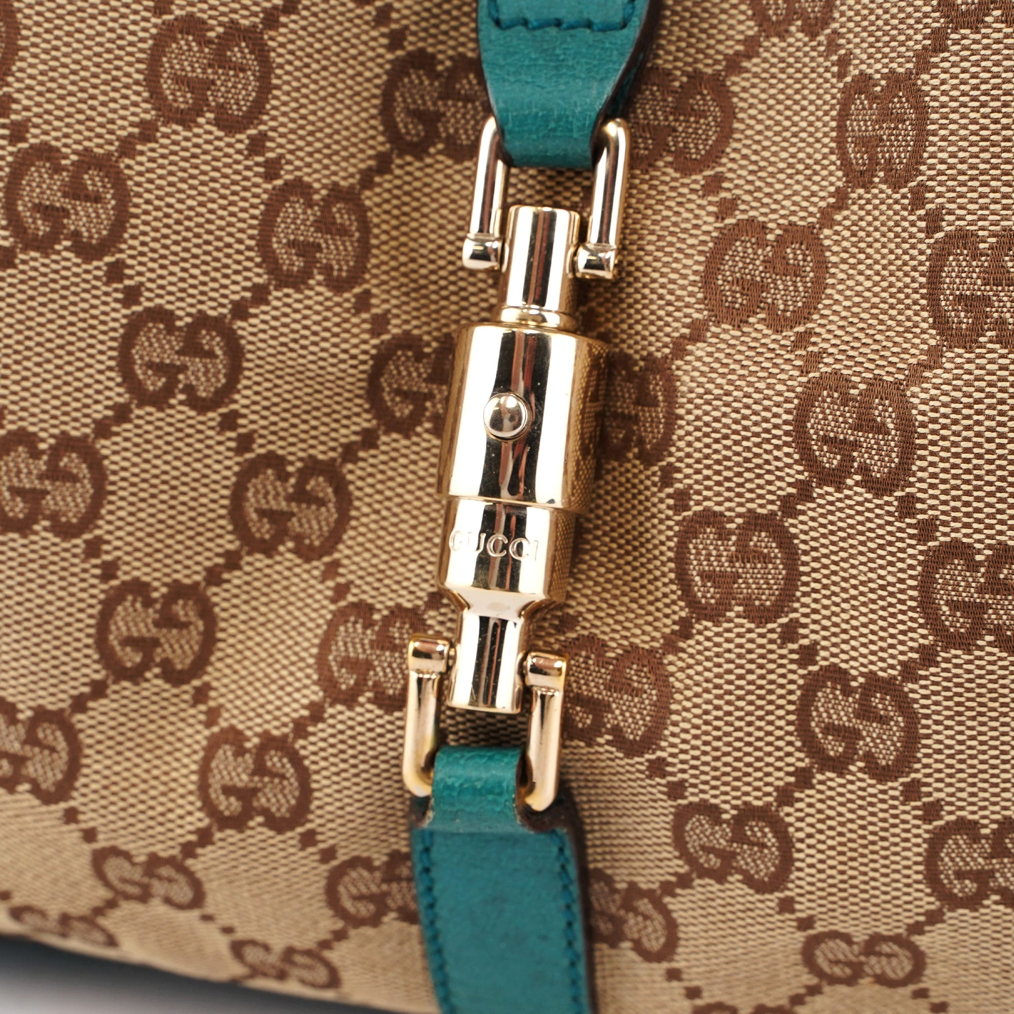 Beige Turquoise GG Jackie Shoulder Bag