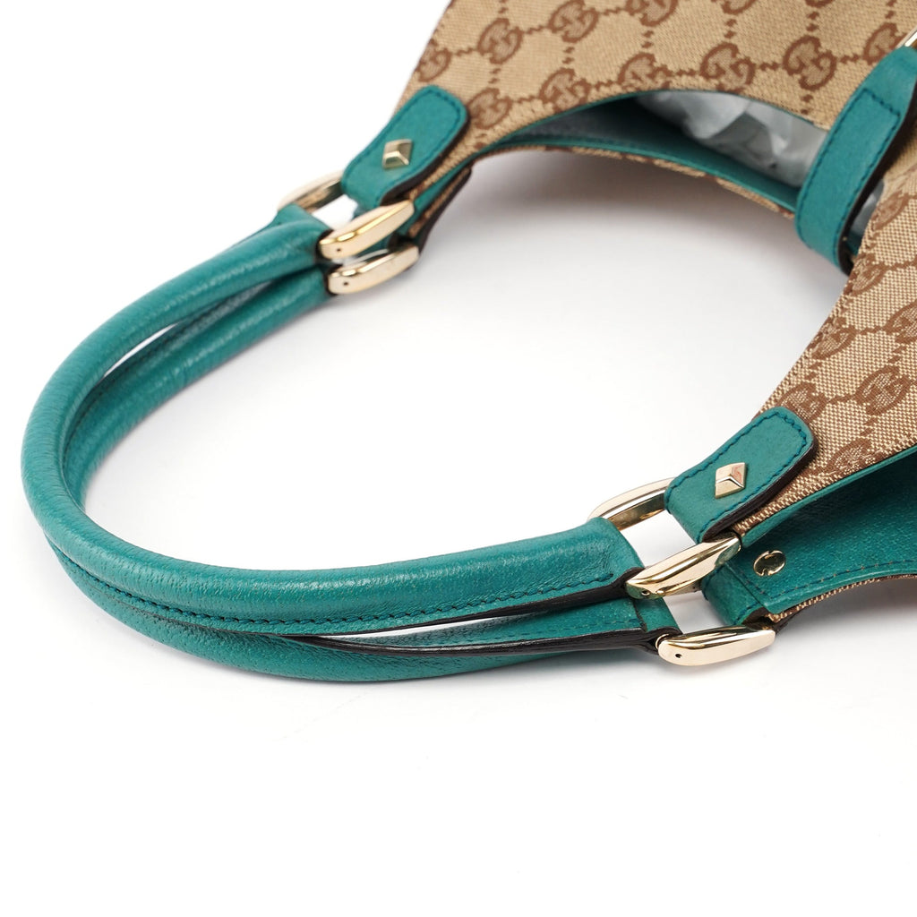 Beige Turquoise GG Jackie Shoulder Bag