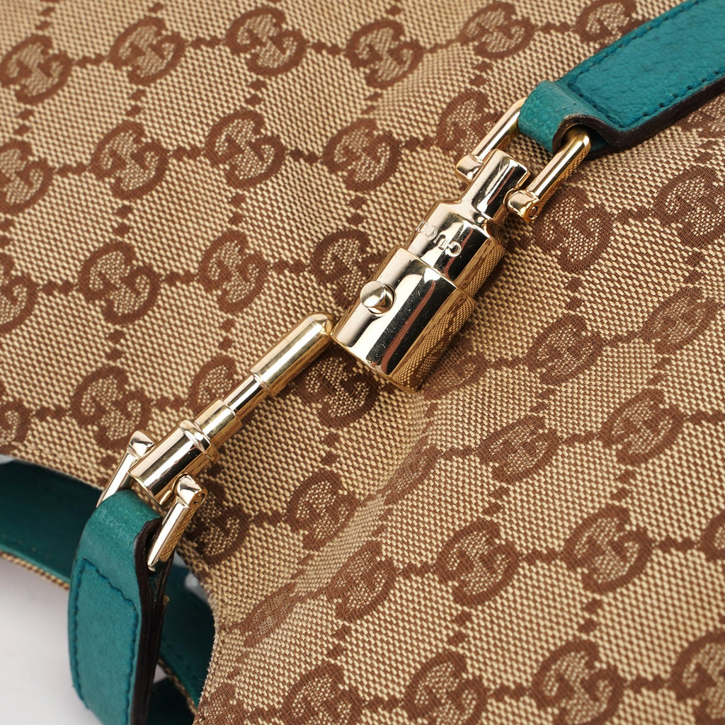 Beige Turquoise GG Jackie Shoulder Bag