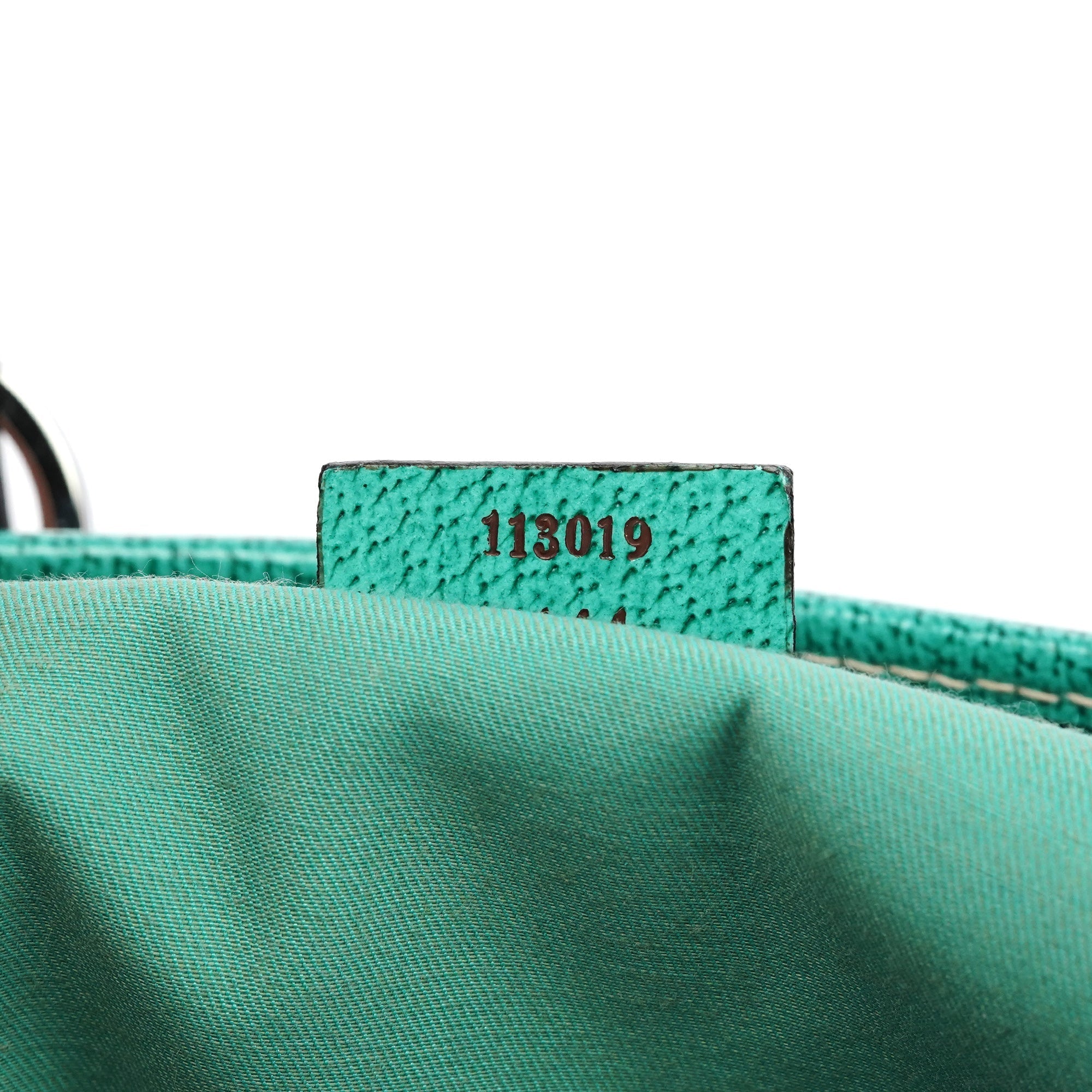 Beige Turquoise GG Tote Bag