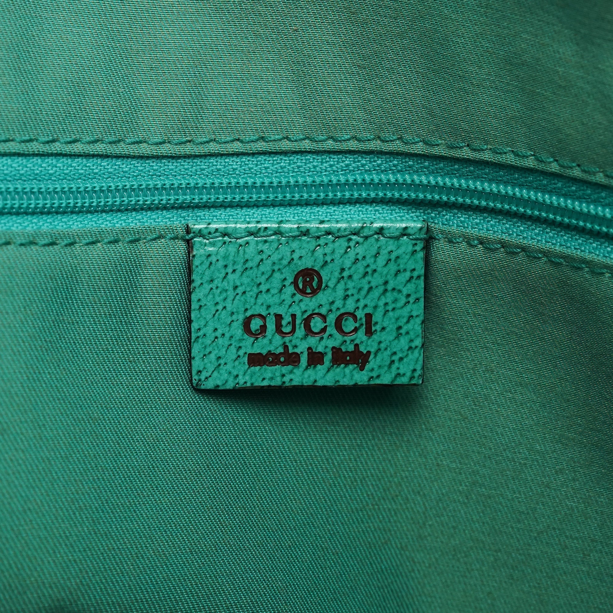 Beige Turquoise GG Tote Bag
