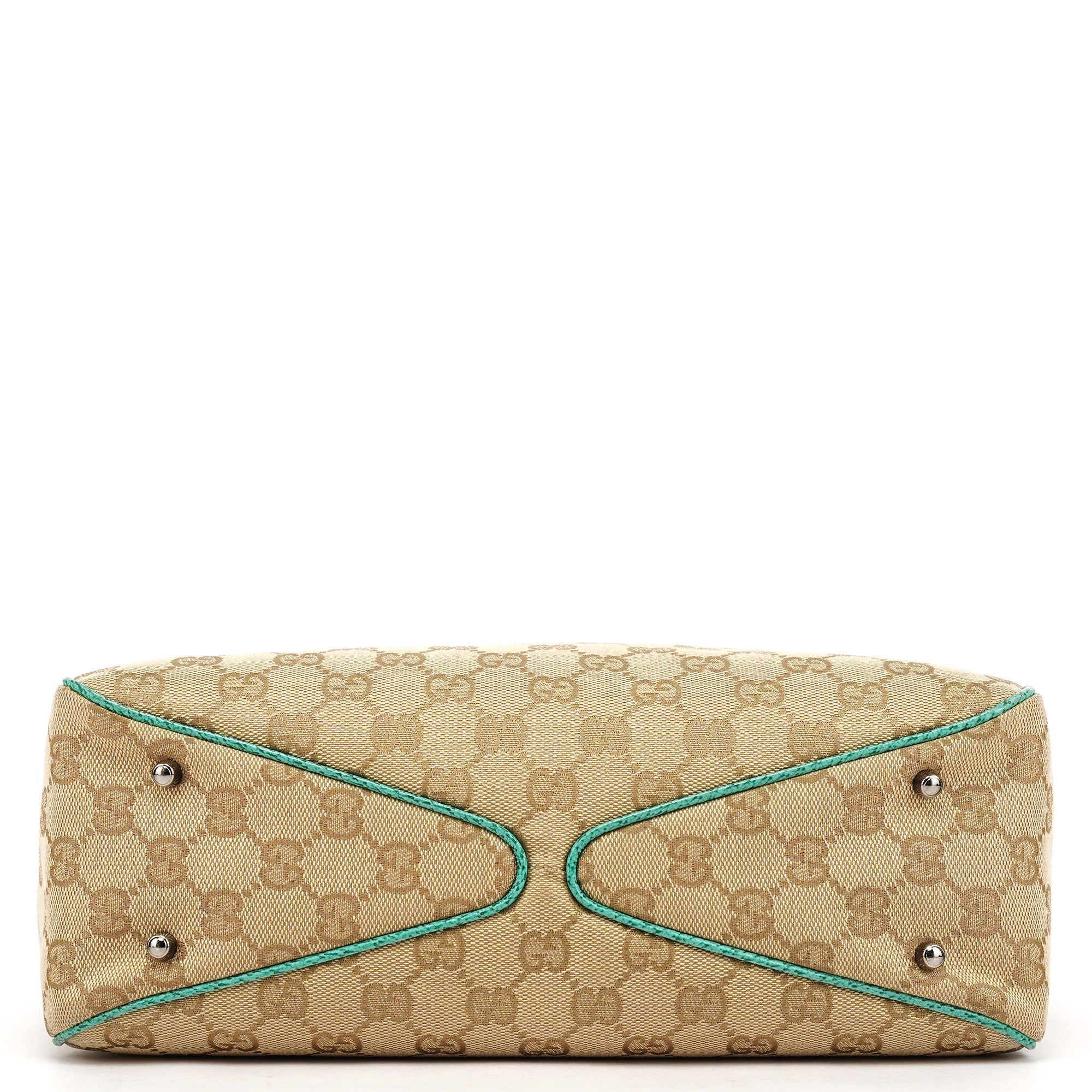 Beige Turquoise GG Tote Bag