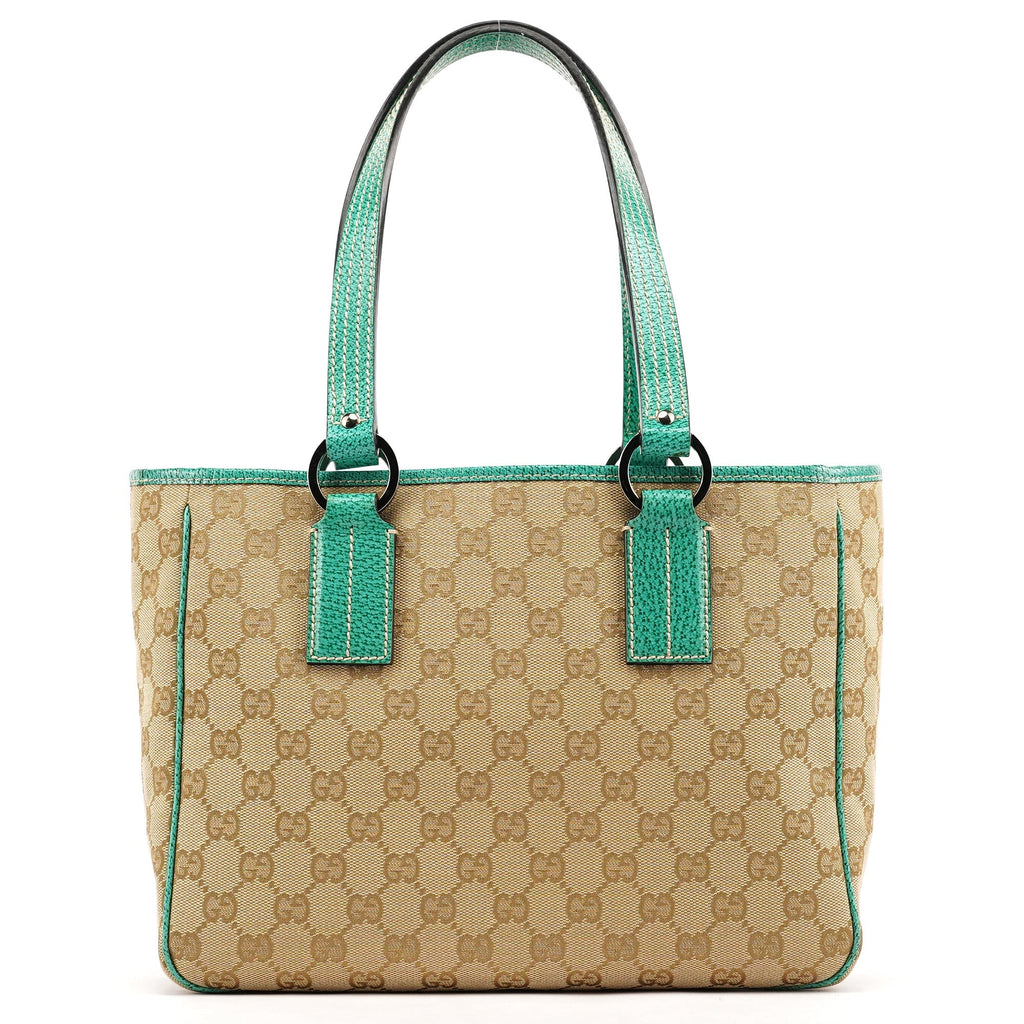 Beige Turquoise GG Tote Bag