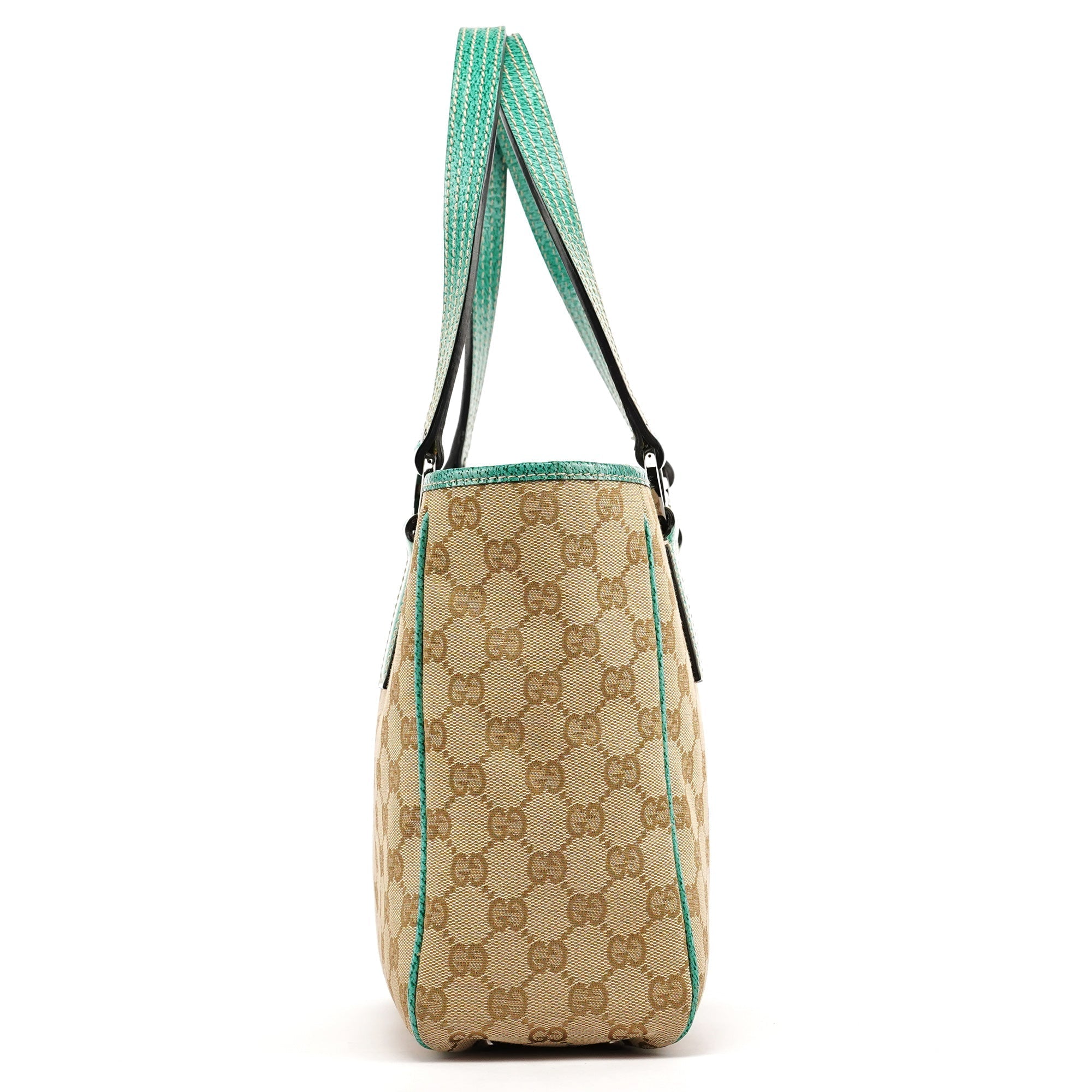 Beige Turquoise GG Tote Bag