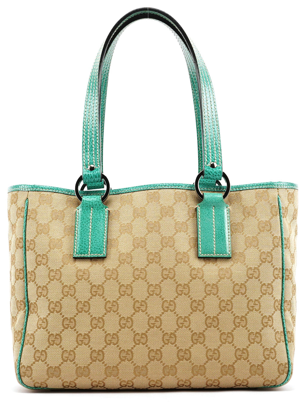 Beige Turquoise GG Tote Bag
