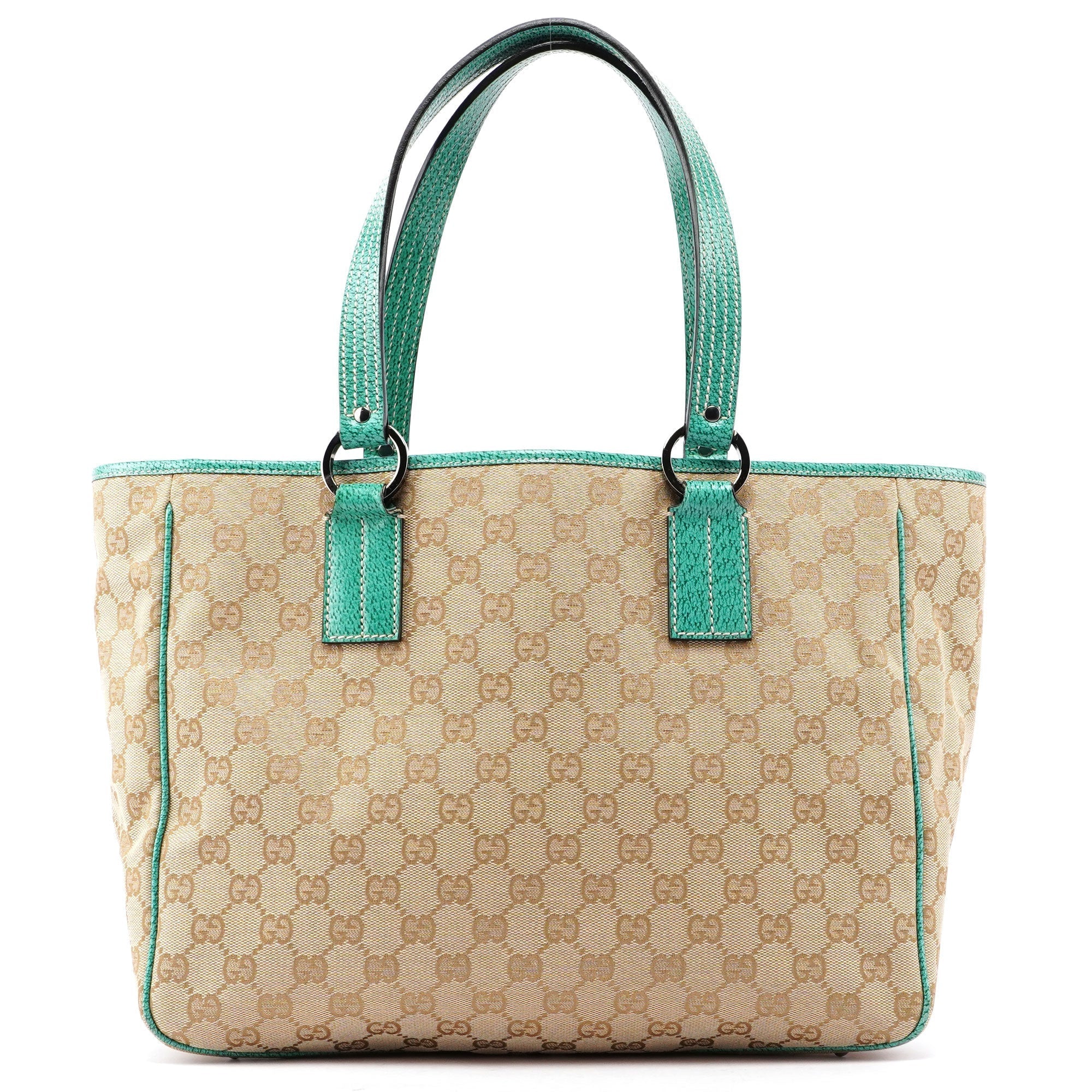 Beige Turquoise GG Tote Bag