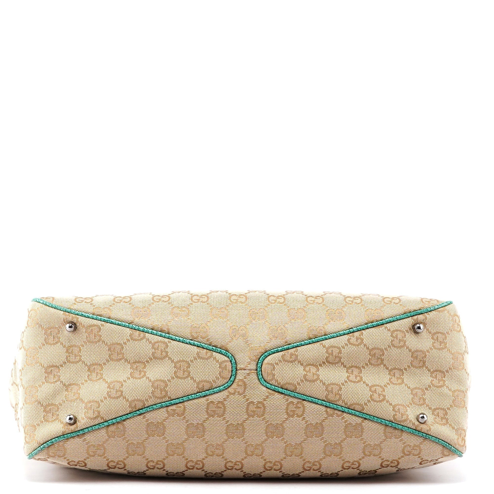 Beige Turquoise GG Tote Bag