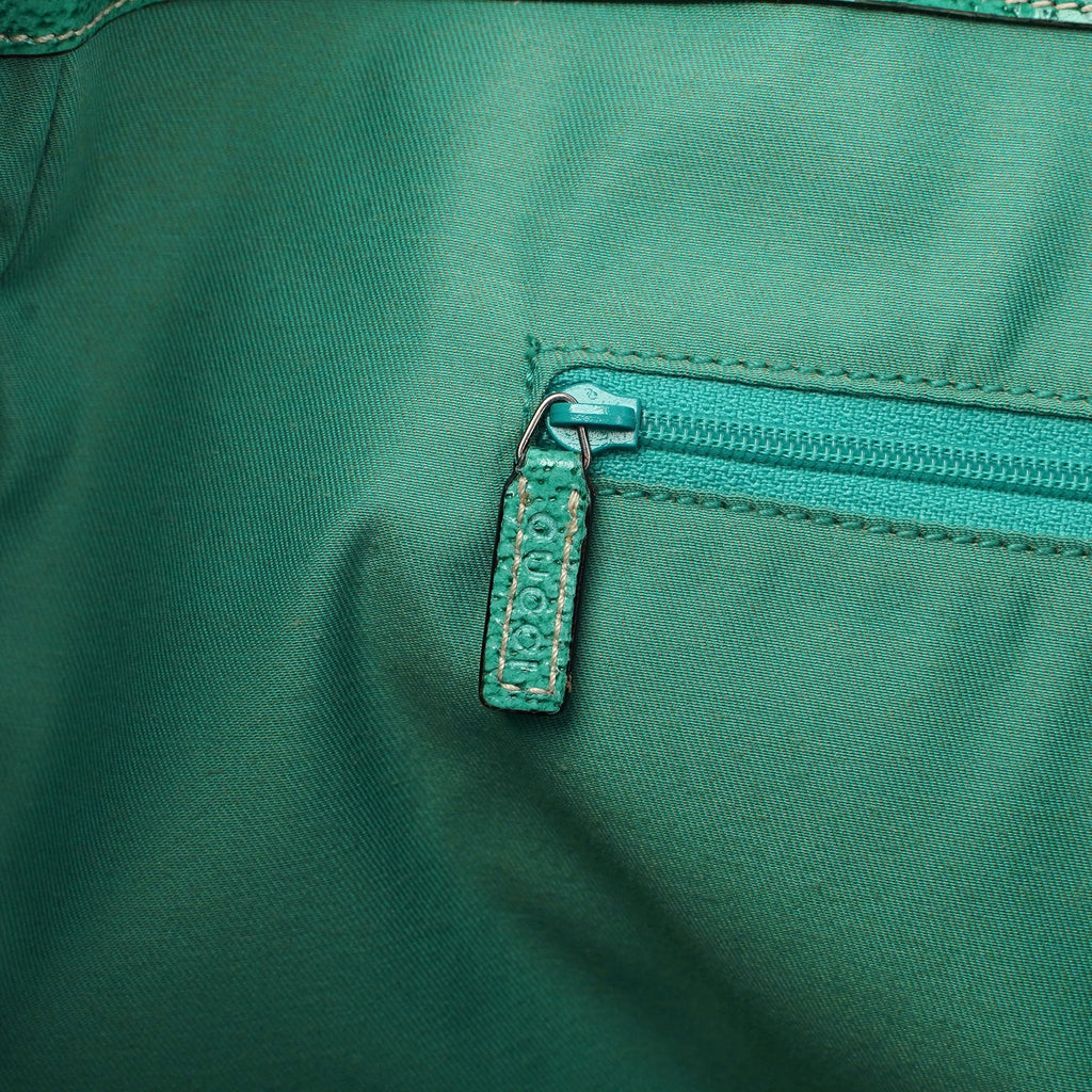 Beige Turquoise GG Tote Bag