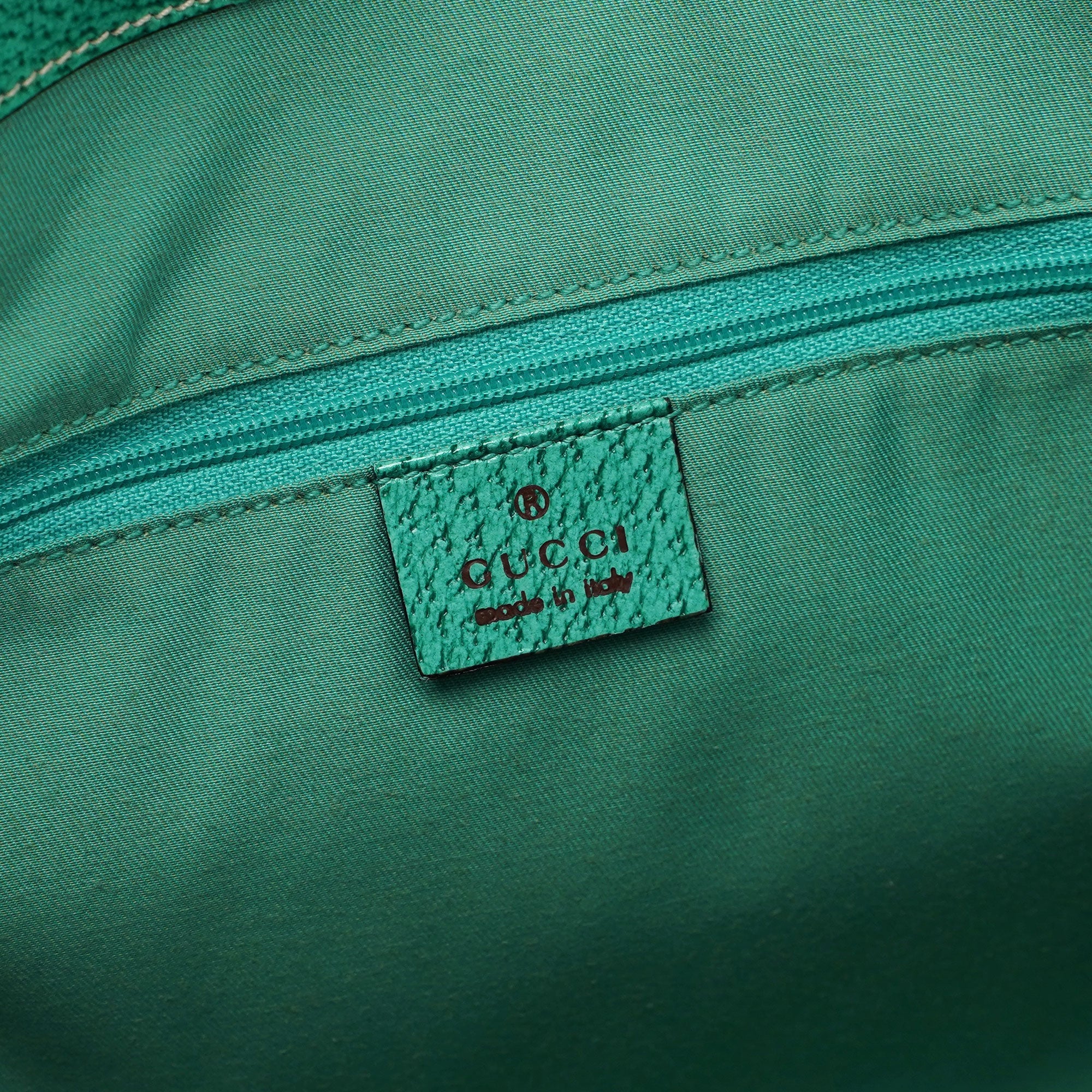 Beige Turquoise GG Tote Bag