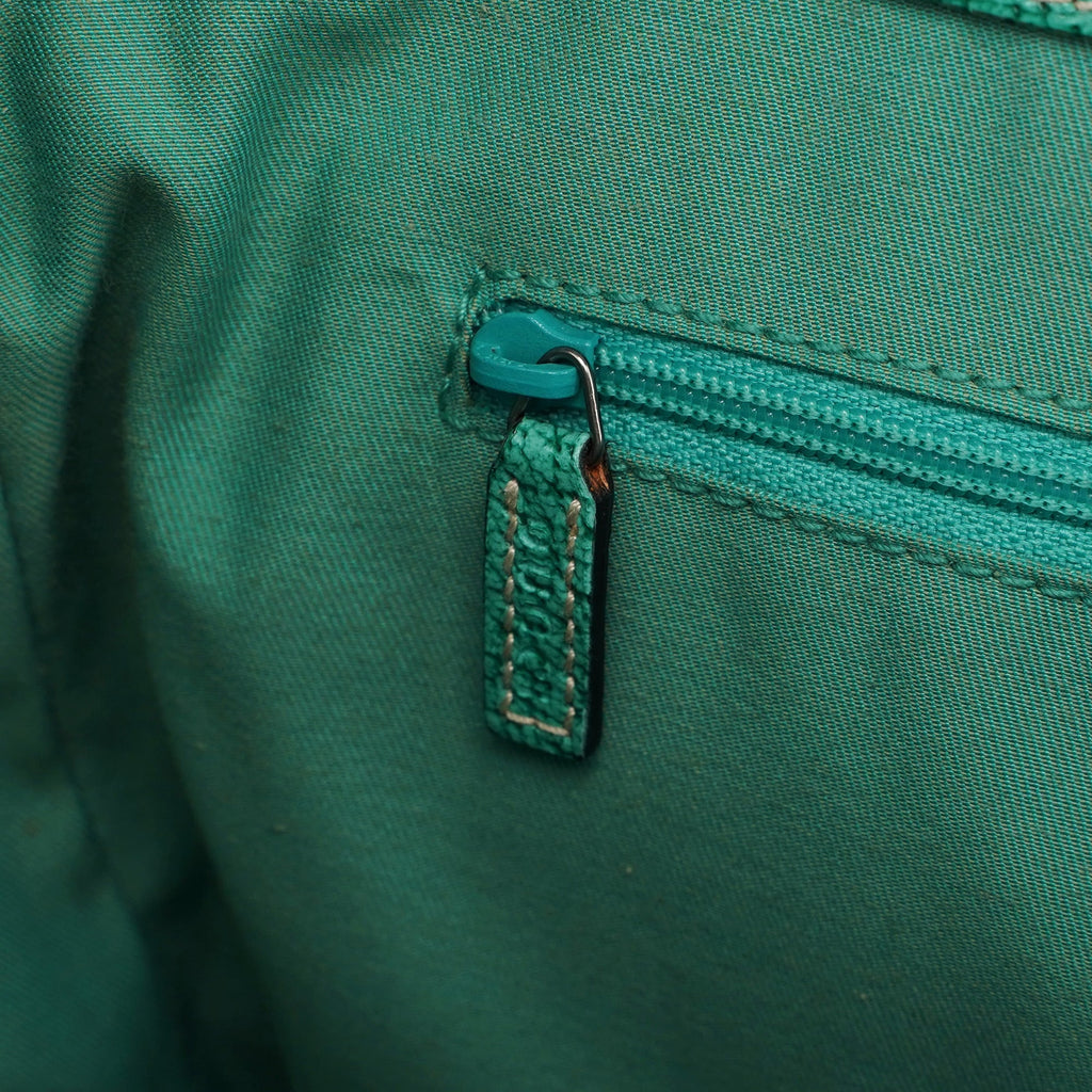 Beige Turquoise GG Tote Bag