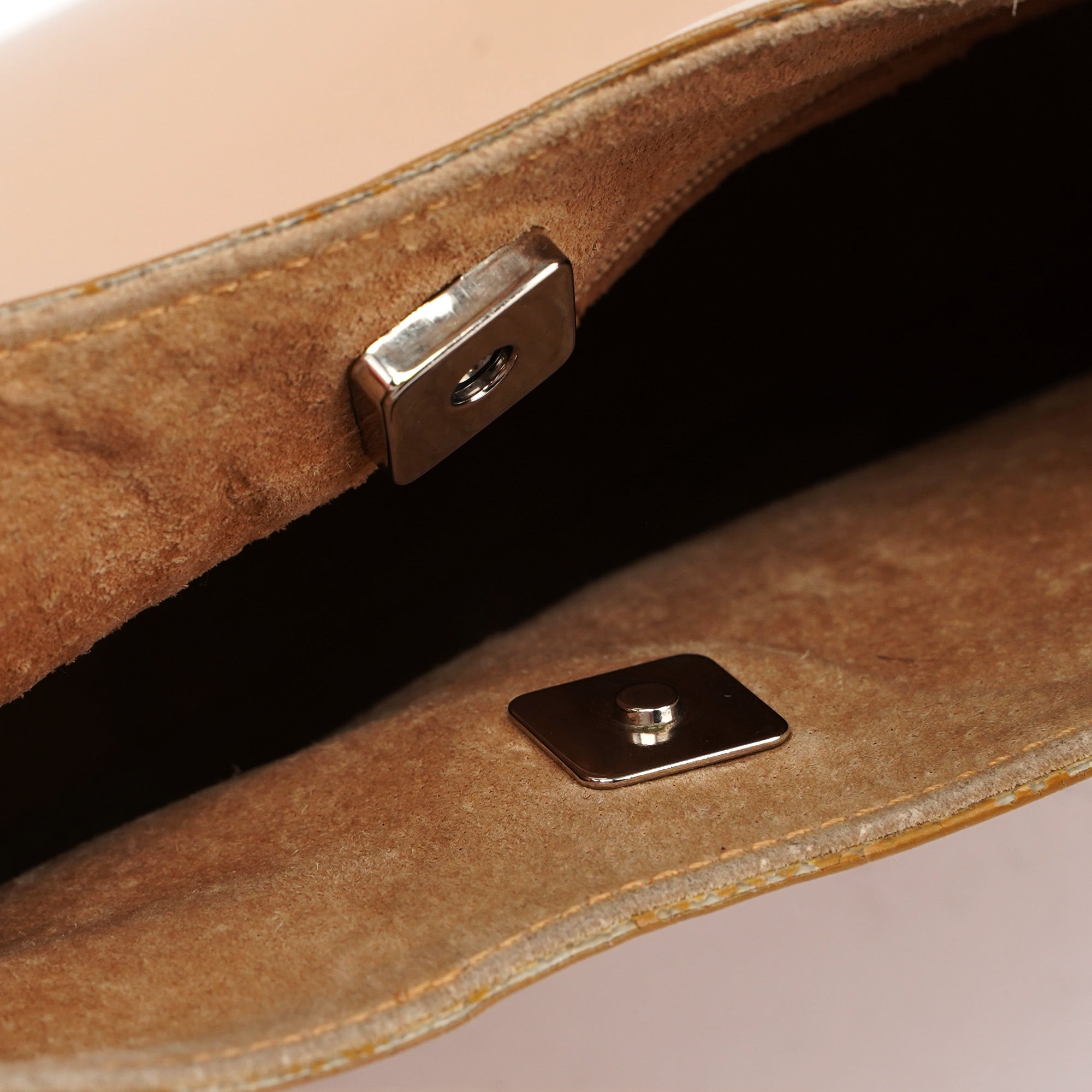 Beige Vitello Leather Shoulder Bag