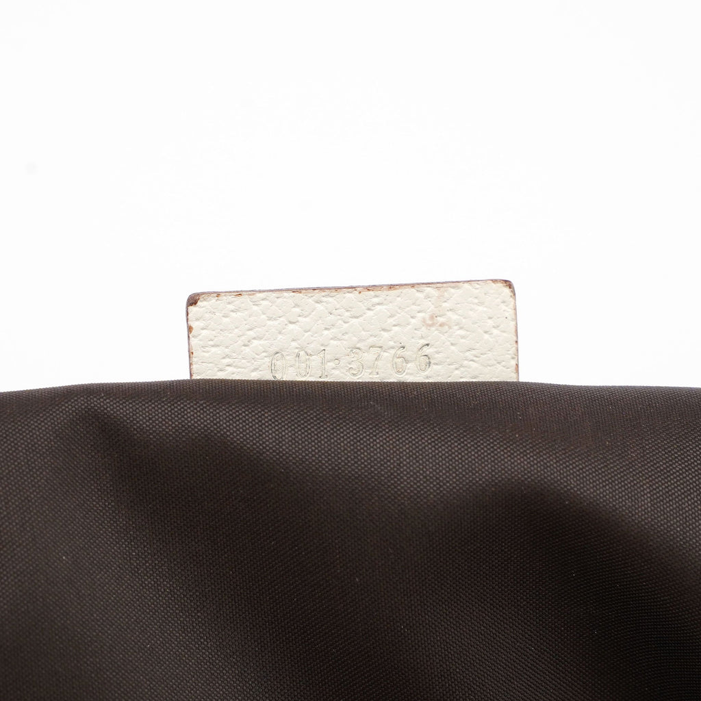 Beige White Canvas Shoulder Bag