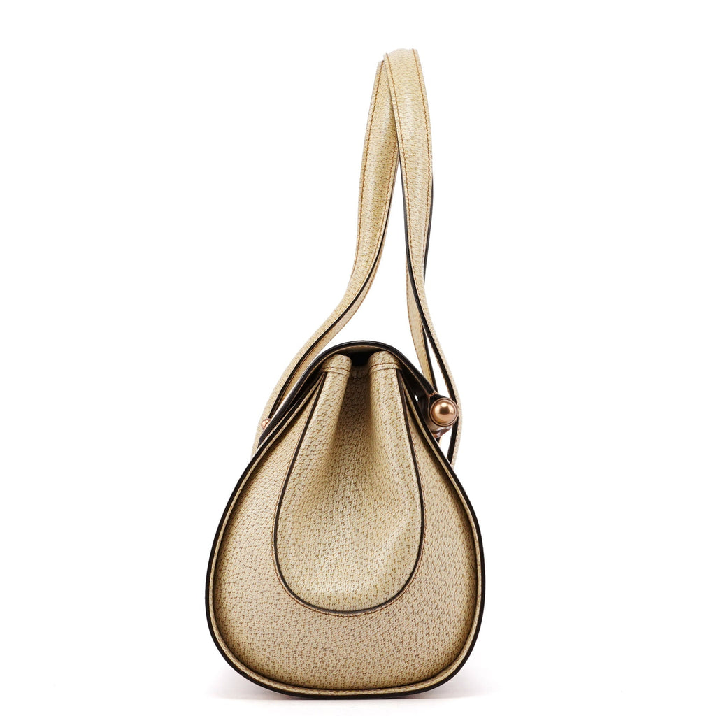 Beige White GG Bamboo Bag