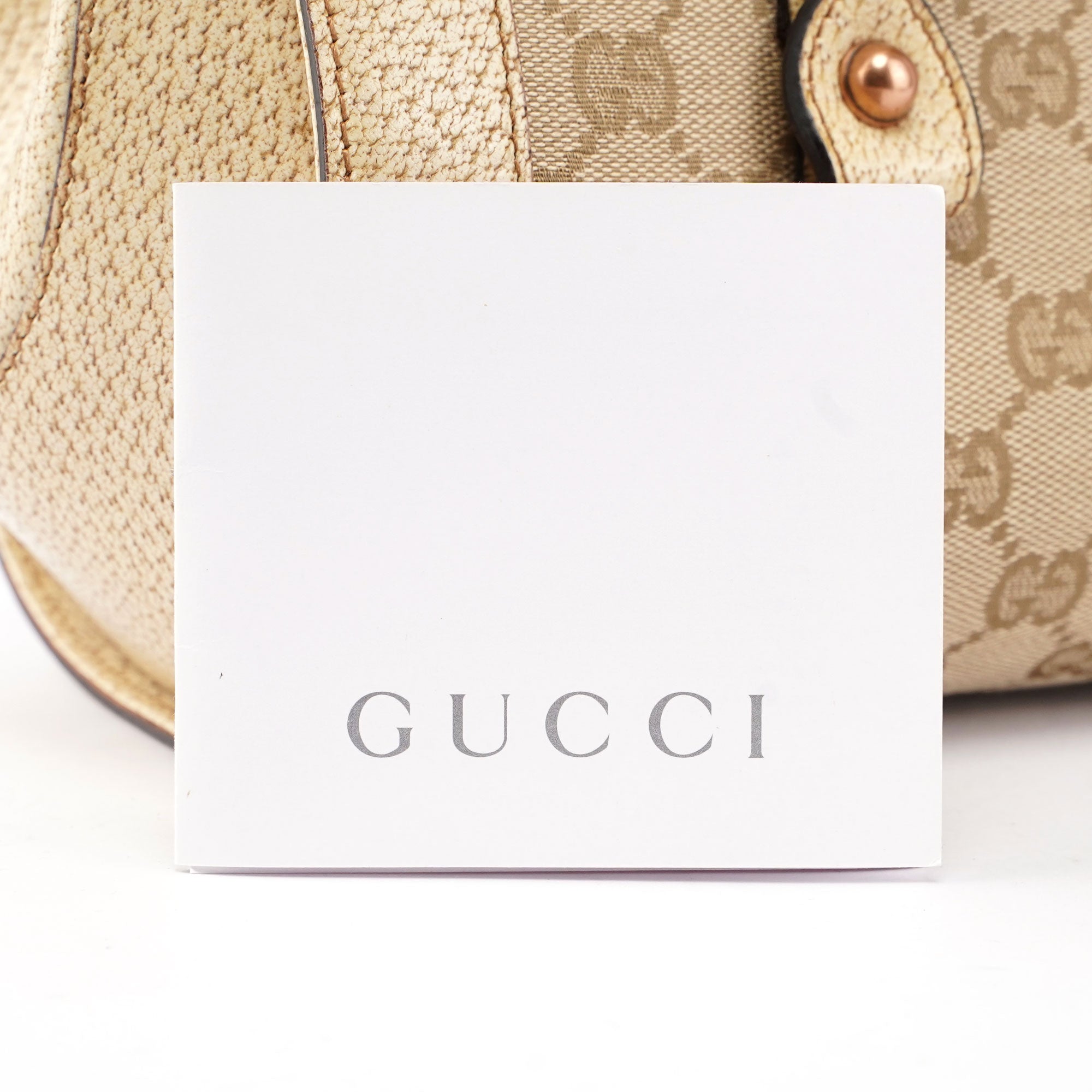 Beige White GG Bamboo Bag