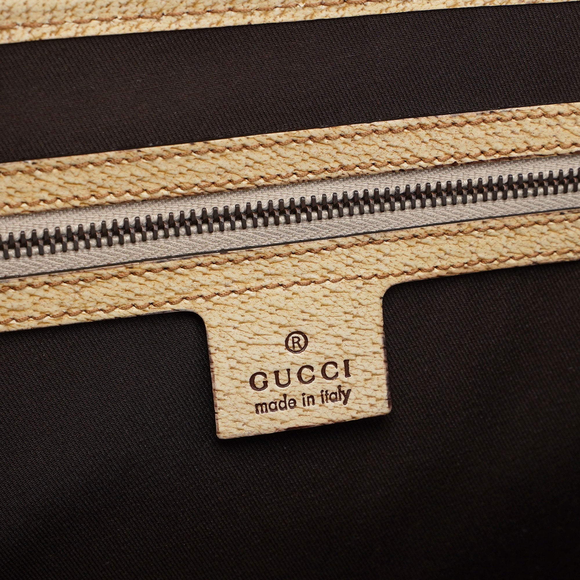 Beige White GG Bamboo Bag