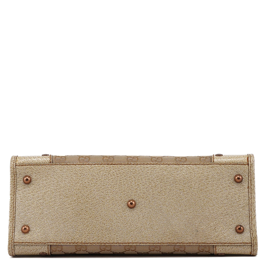 Beige White GG Turnlock Tote Bag