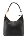 Black Buffalo Leather Hobo Shoulder Bag