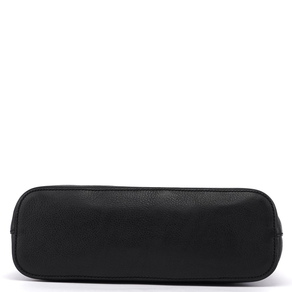 Black Buffalo Leather Hobo Shoulder Bag