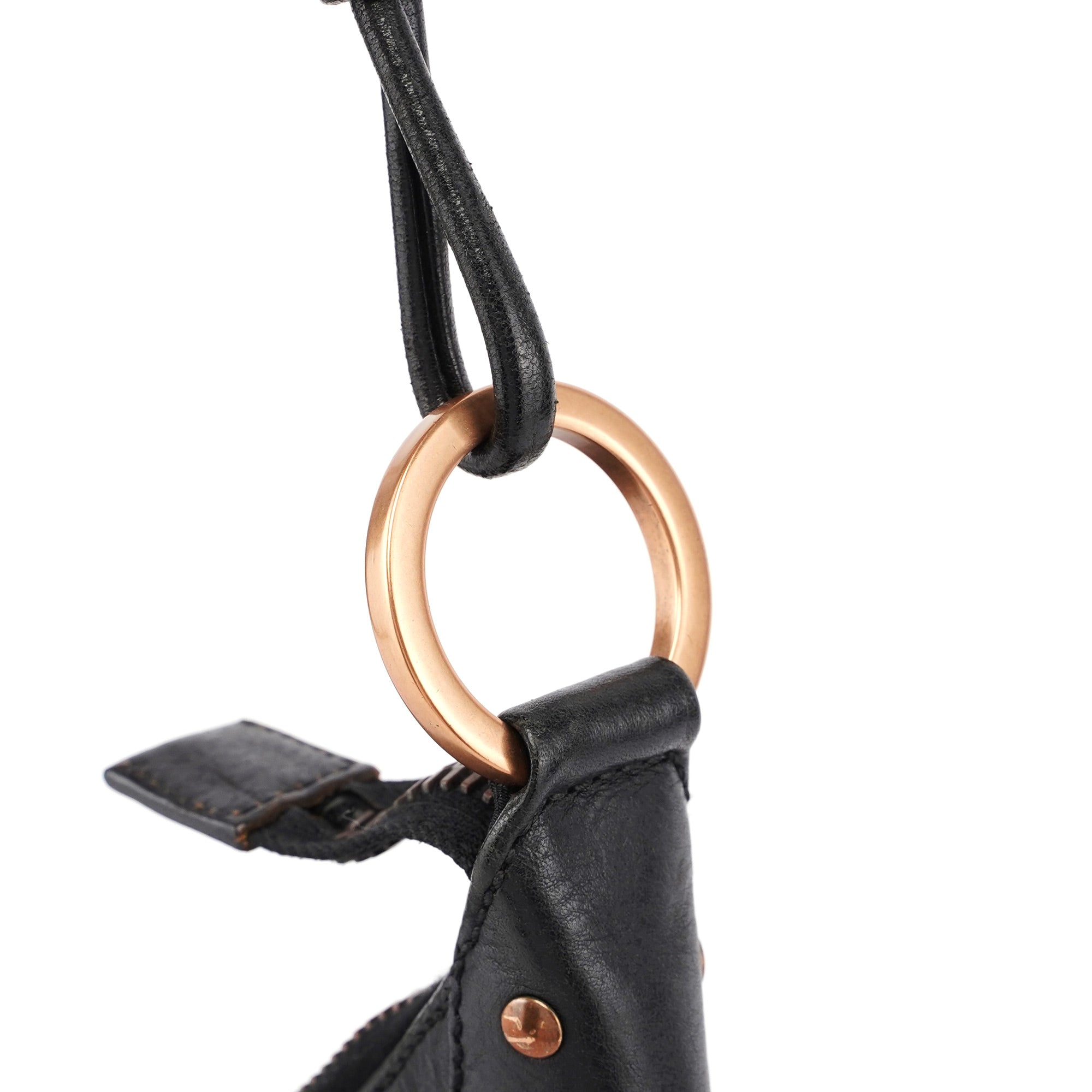 Black Buffalo Leather Hobo Shoulder Bag