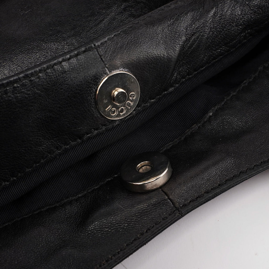 Black Calfskin Bamboo 2-Way Bag
