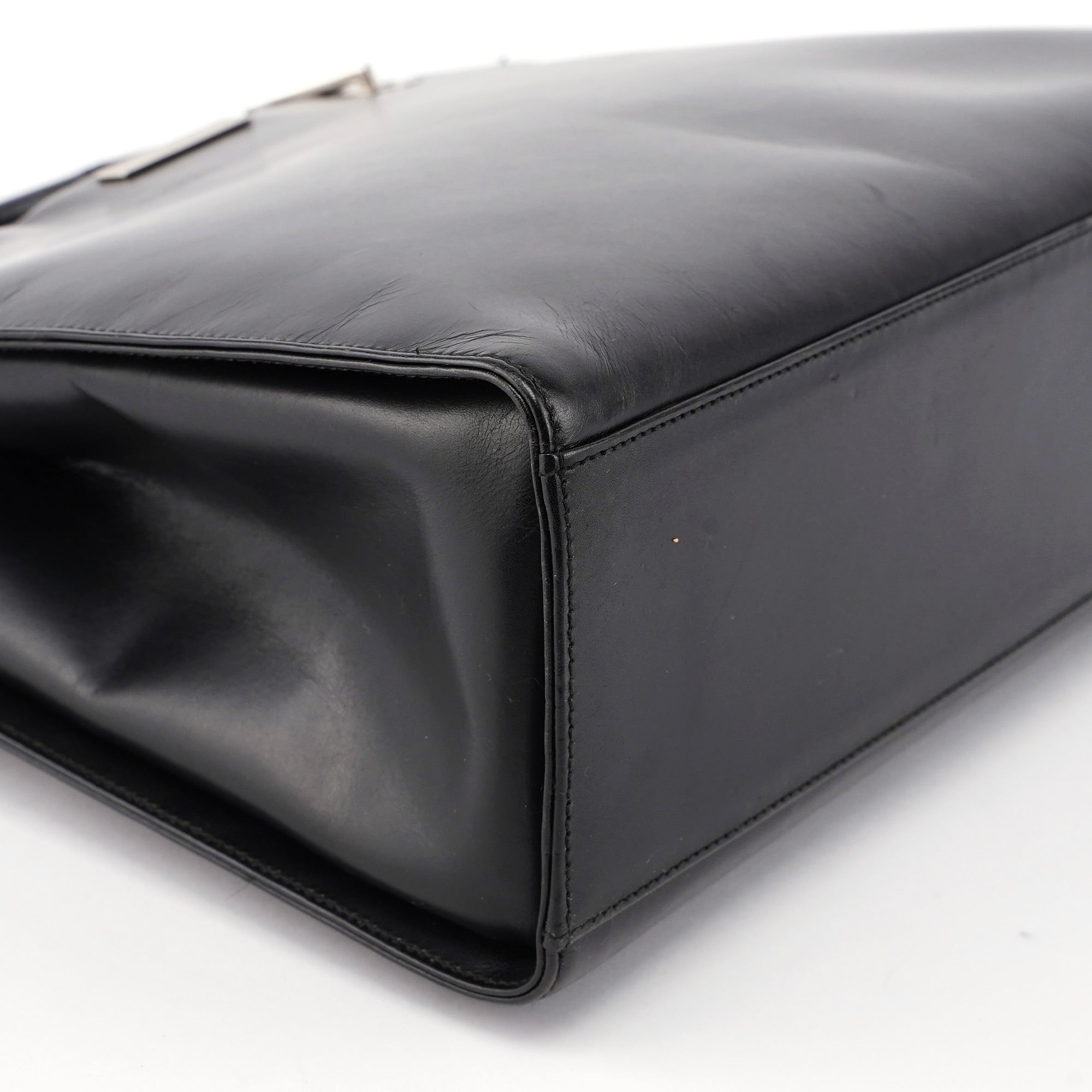 Black Calfskin Bamboo 2-Way Tote