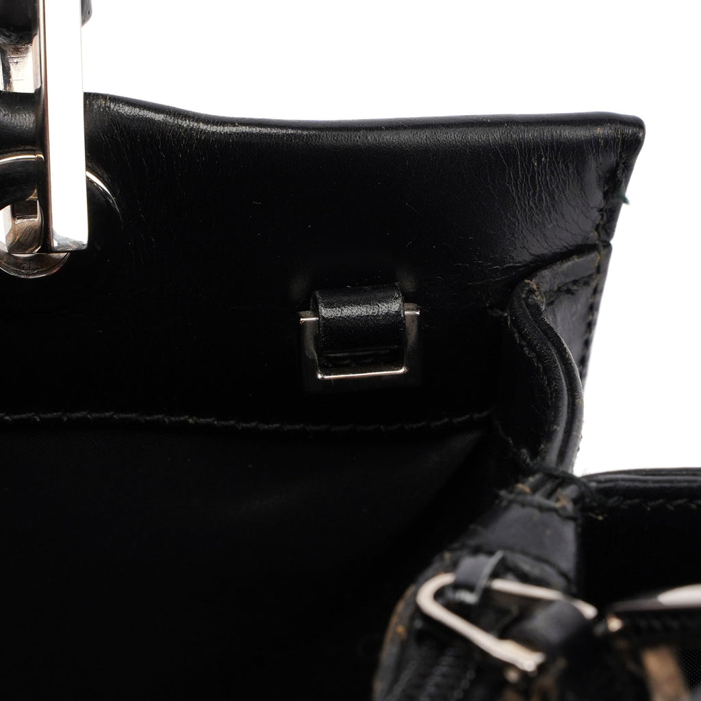 Black Calfskin Bamboo 2-Way Tote