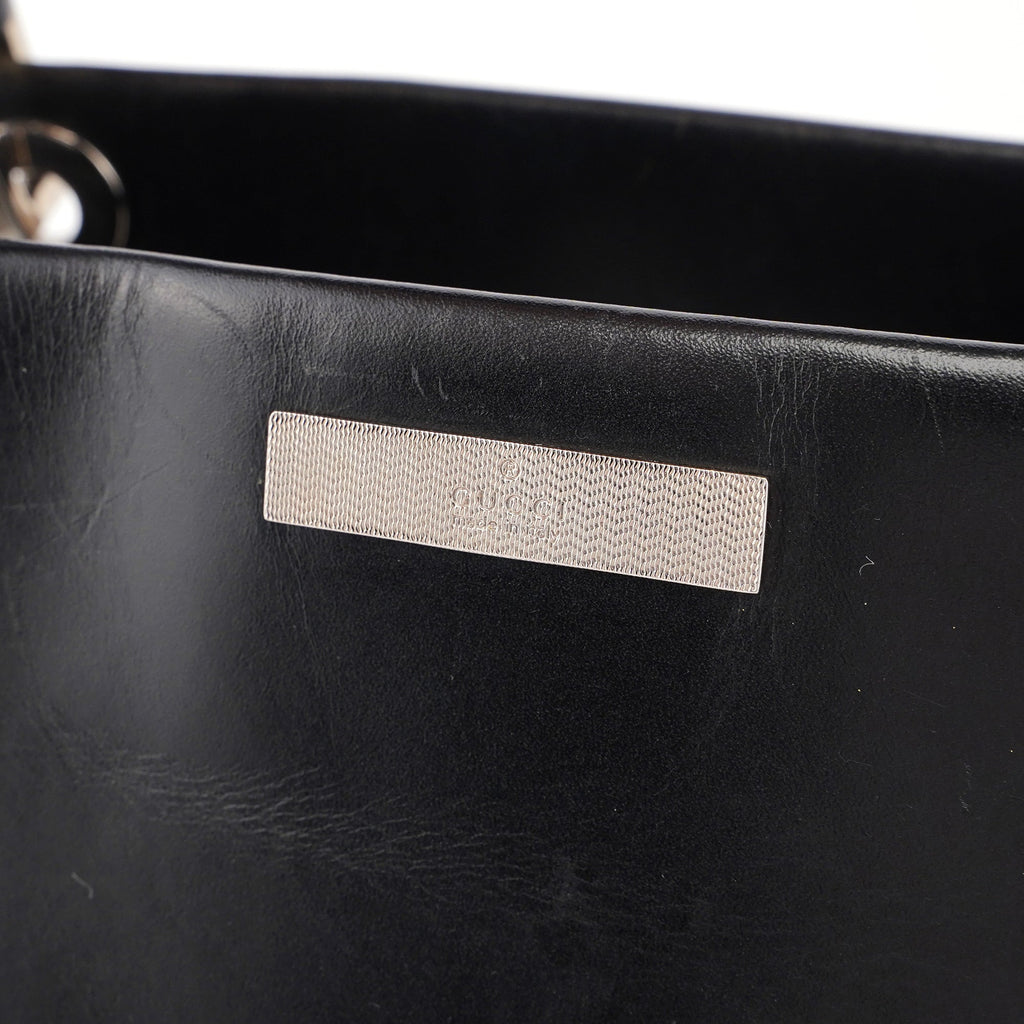 Black Calfskin Bamboo 2-Way Tote