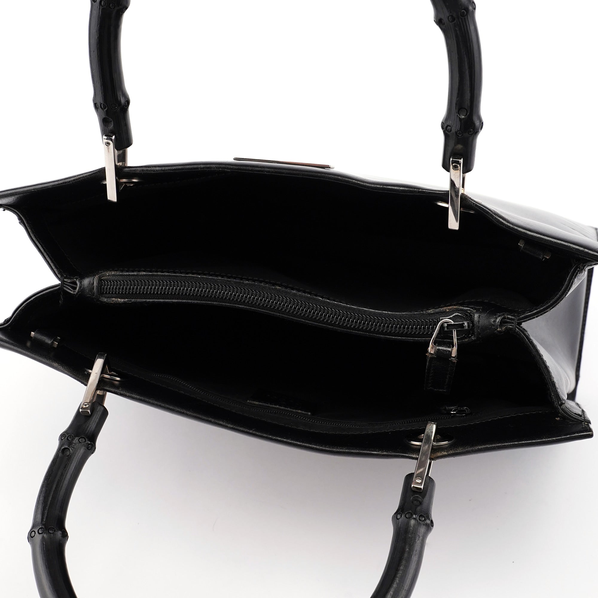 Black Calfskin Bamboo 2-Way Tote