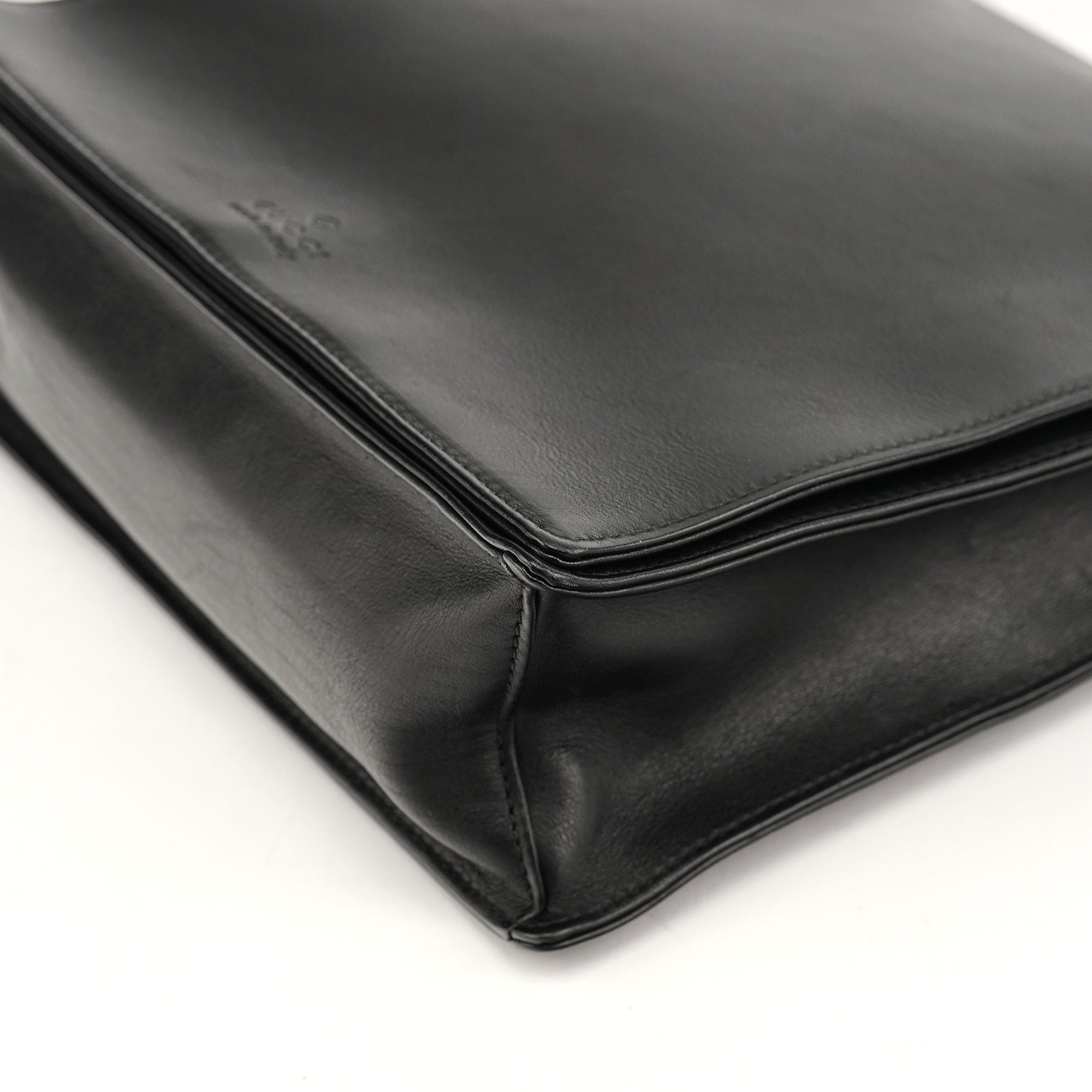 Black Calfskin Bamboo Flap Shoulder Bag