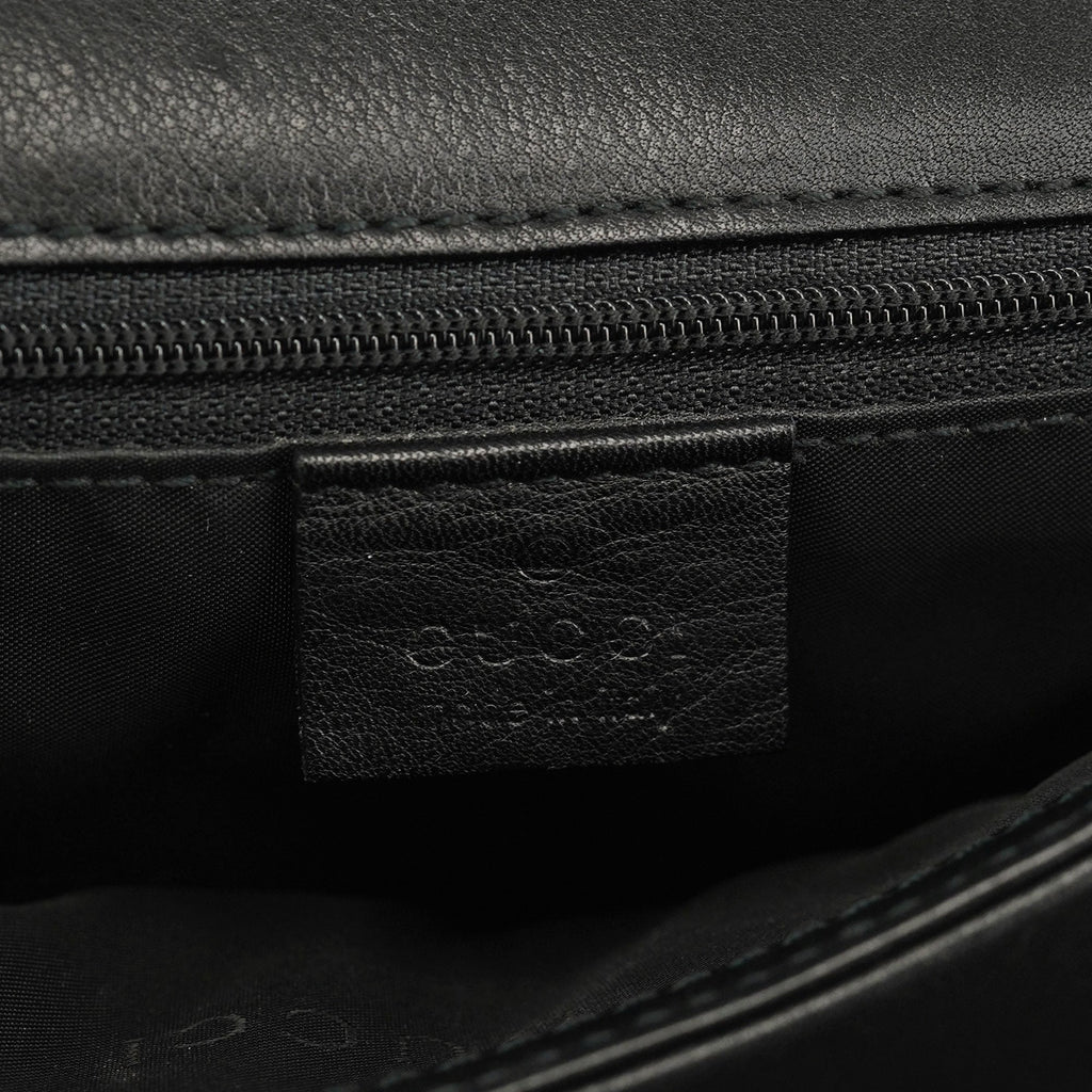 Black Calfskin Bamboo Flap Shoulder Bag